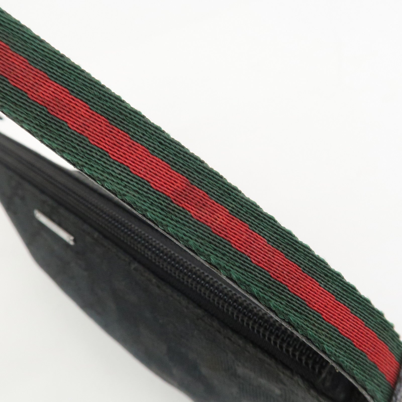 GUCCI Sherry Boat Bag GG Canvas Leather Hand Bag Black 141809