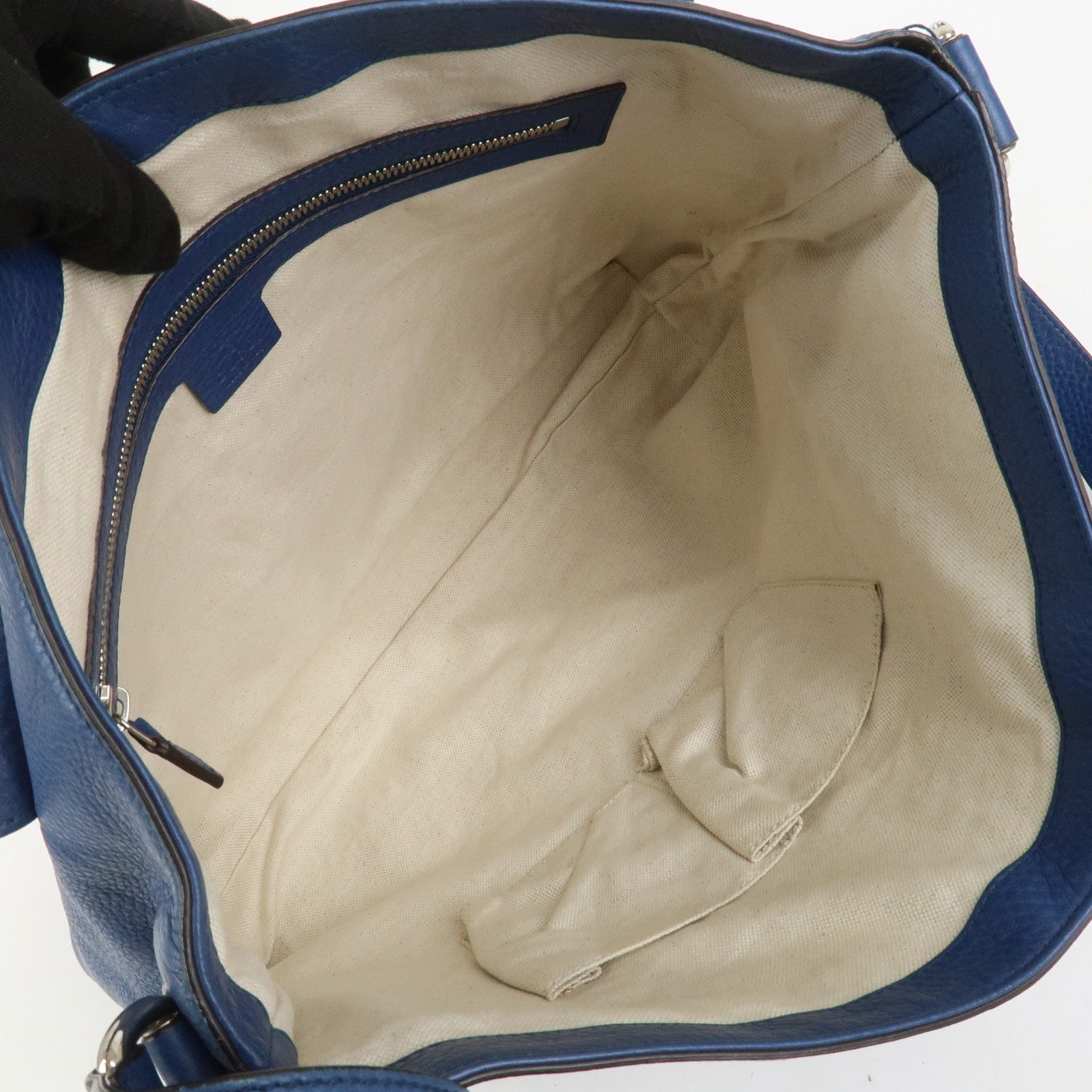 GUCCI Interlocking G Leather Shoulder Bag Crossbody Bag Blue 322056