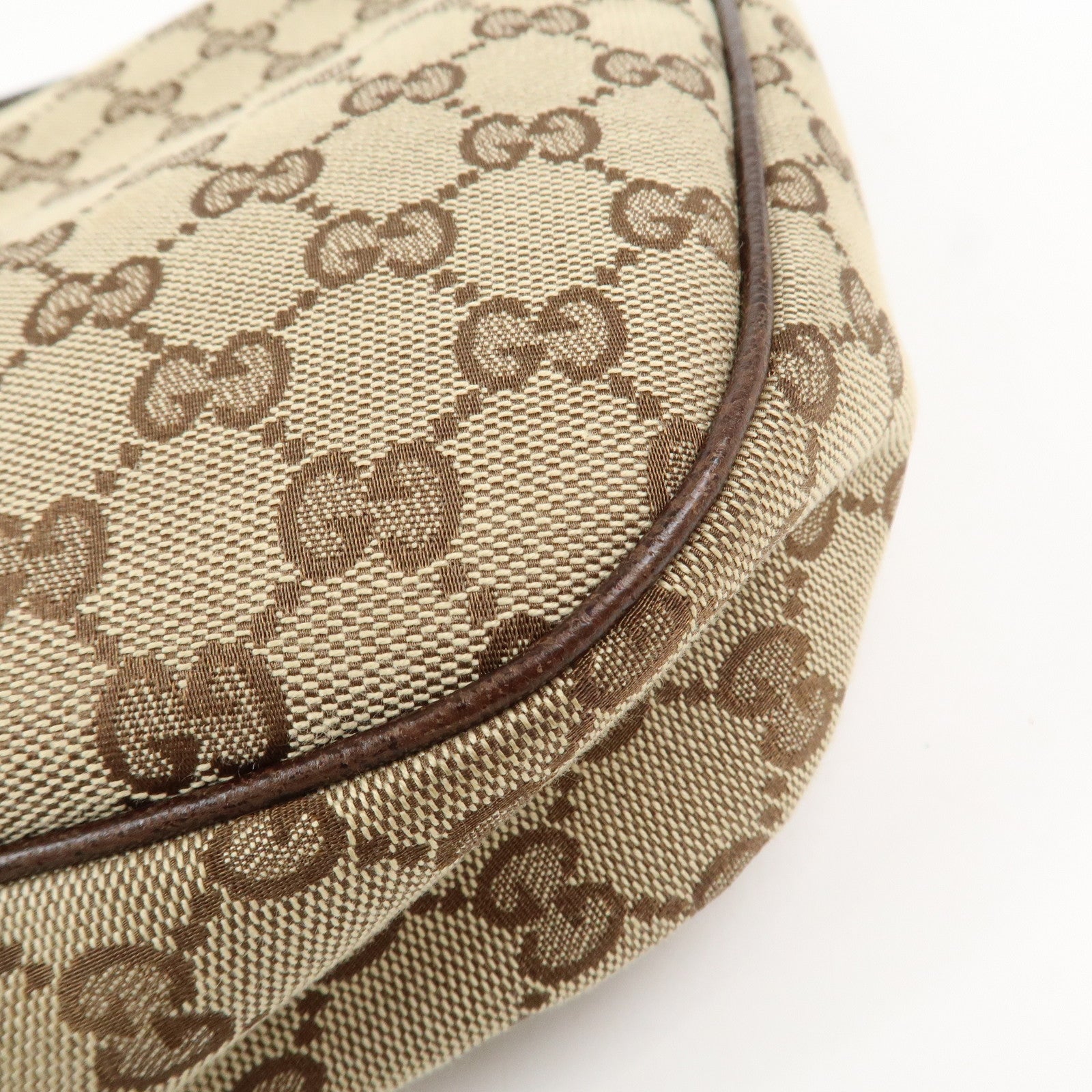 GUCCI GG Canvas Leather Shoulder Bag Hand Bag Beige Brown 153010