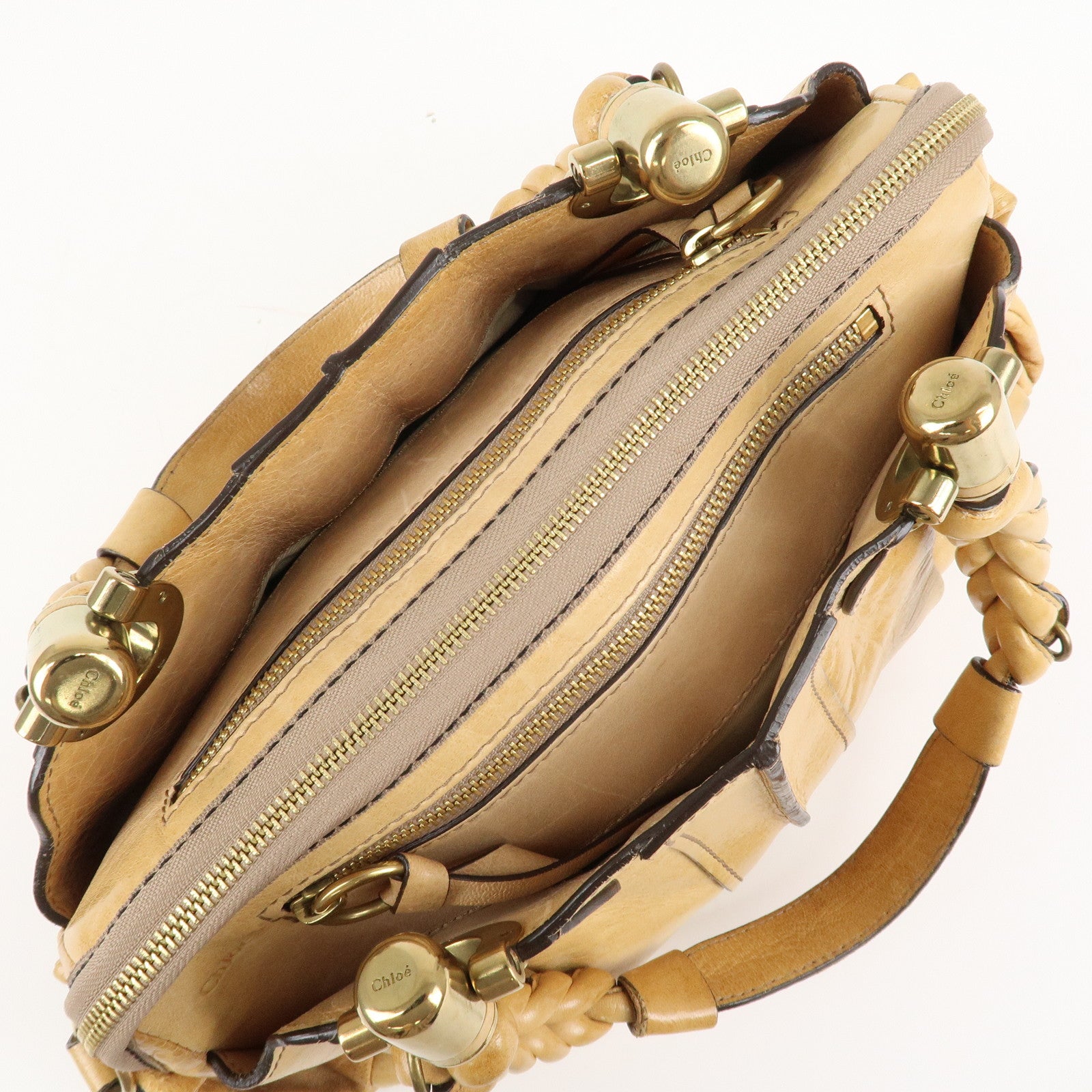 Chloe Heloise Shoulder Bag Hand Bag Beige Gold Hardware Used