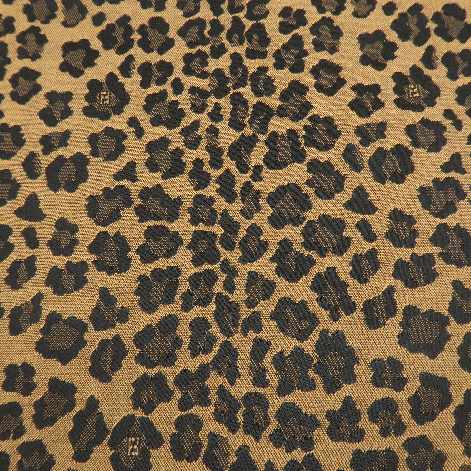 FENDI Canvas Leather Leopard Tote Bag Hand Bag Brown Red 8BH173