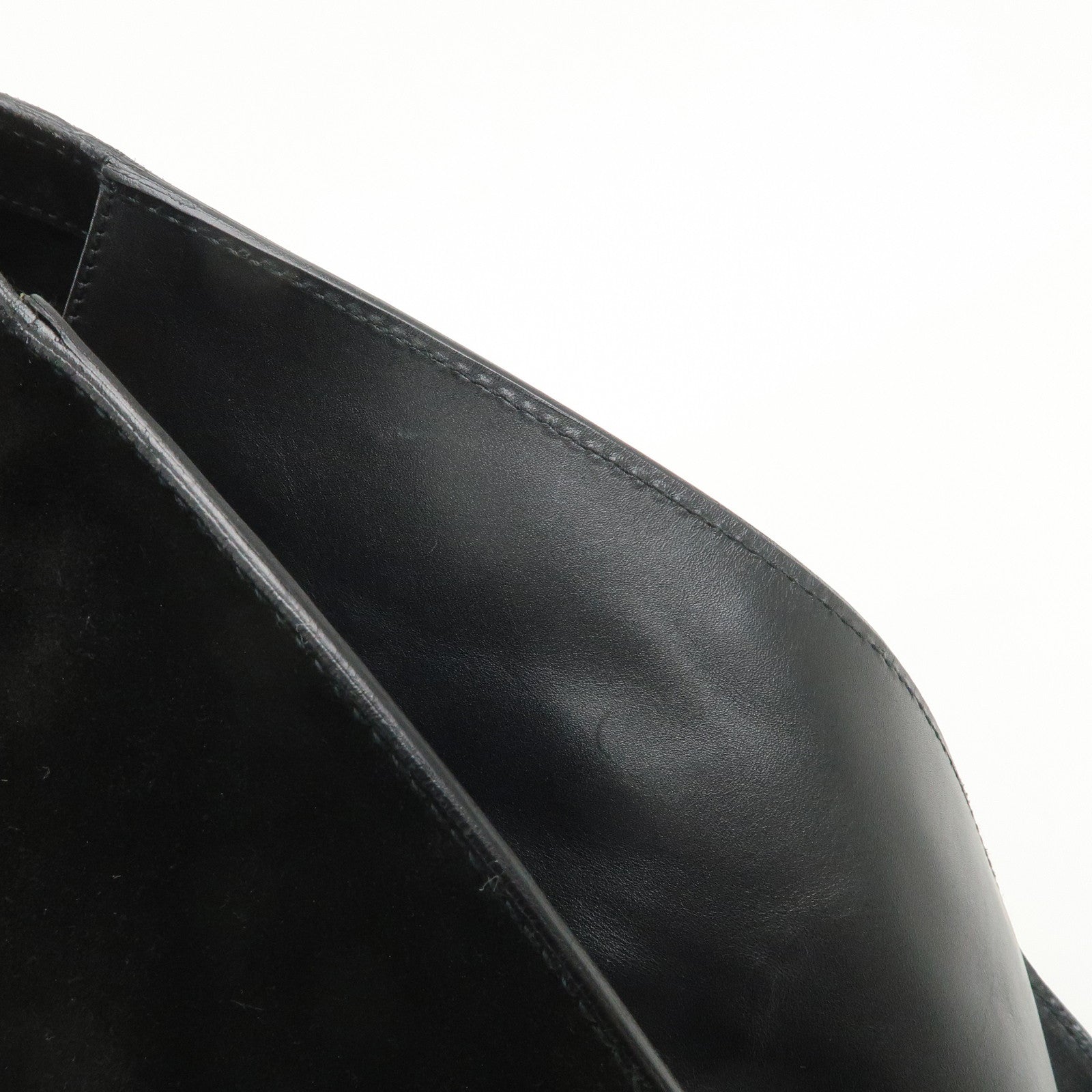 GUCCI Logo Suede Leather Shoulder Bag Hand Bag Black 001・4332