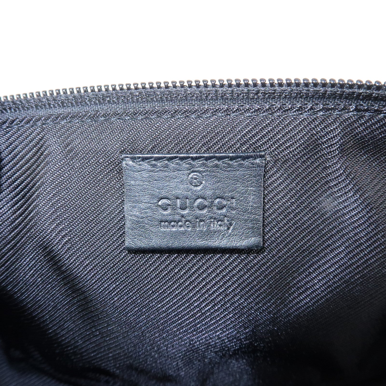 GUCCI GG Canvas Leather Accessory Pouch Hand Bag Black 039.1103