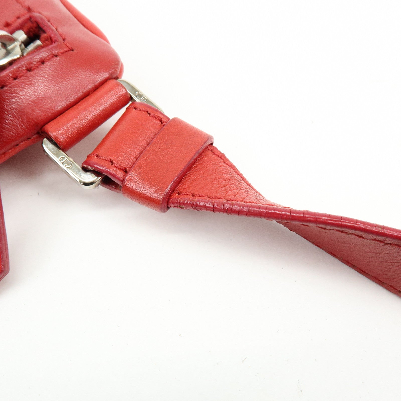 Christian Dior Trotter Jacguard Canvas Leather Shoulder Bag Red