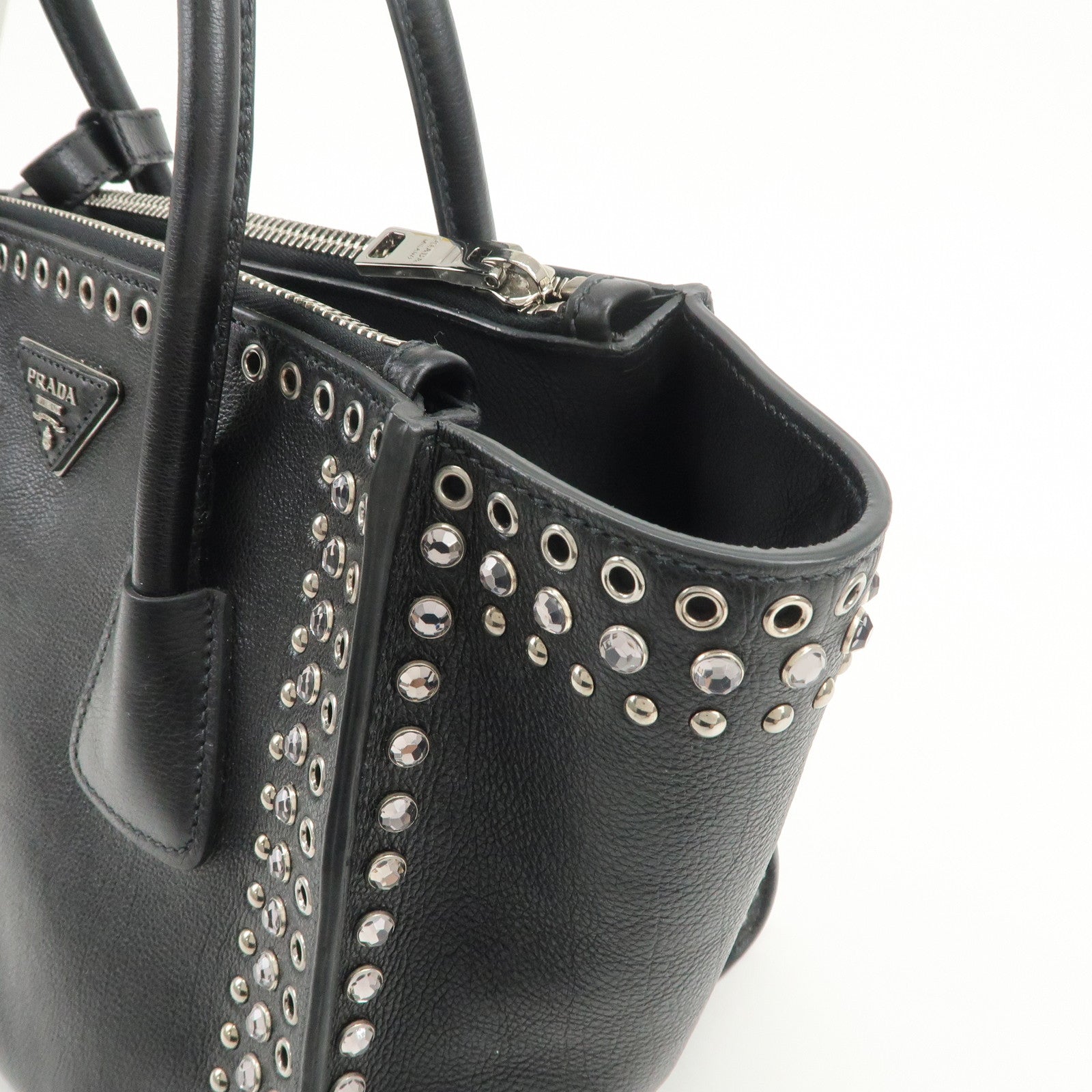 PRADA Triangle Logo Leather 2Way Bag Hand Bag Shoulder Bag B2625V