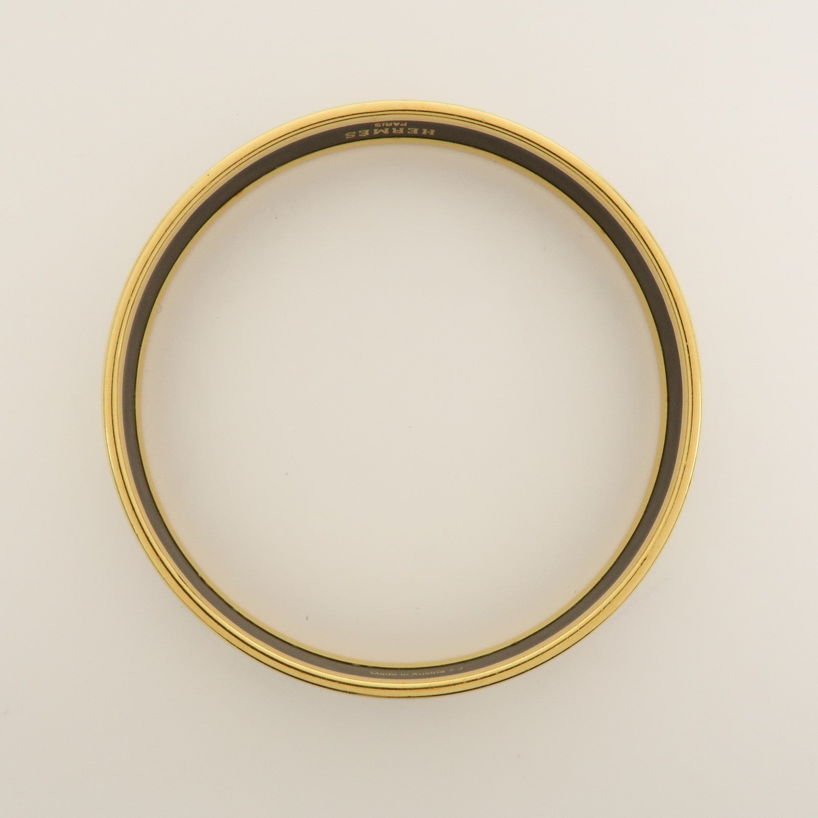 HERMES Email PM Gold Plated Bracelet Bangle Multicolor