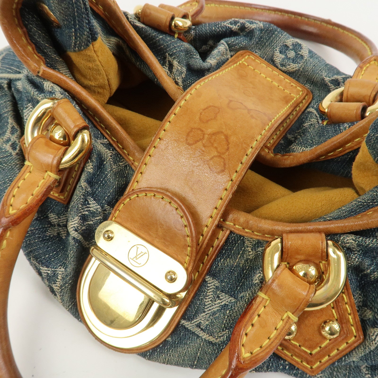 Louis Vuitton Monogram Denim Pleaty Hand Bag Blue M95020