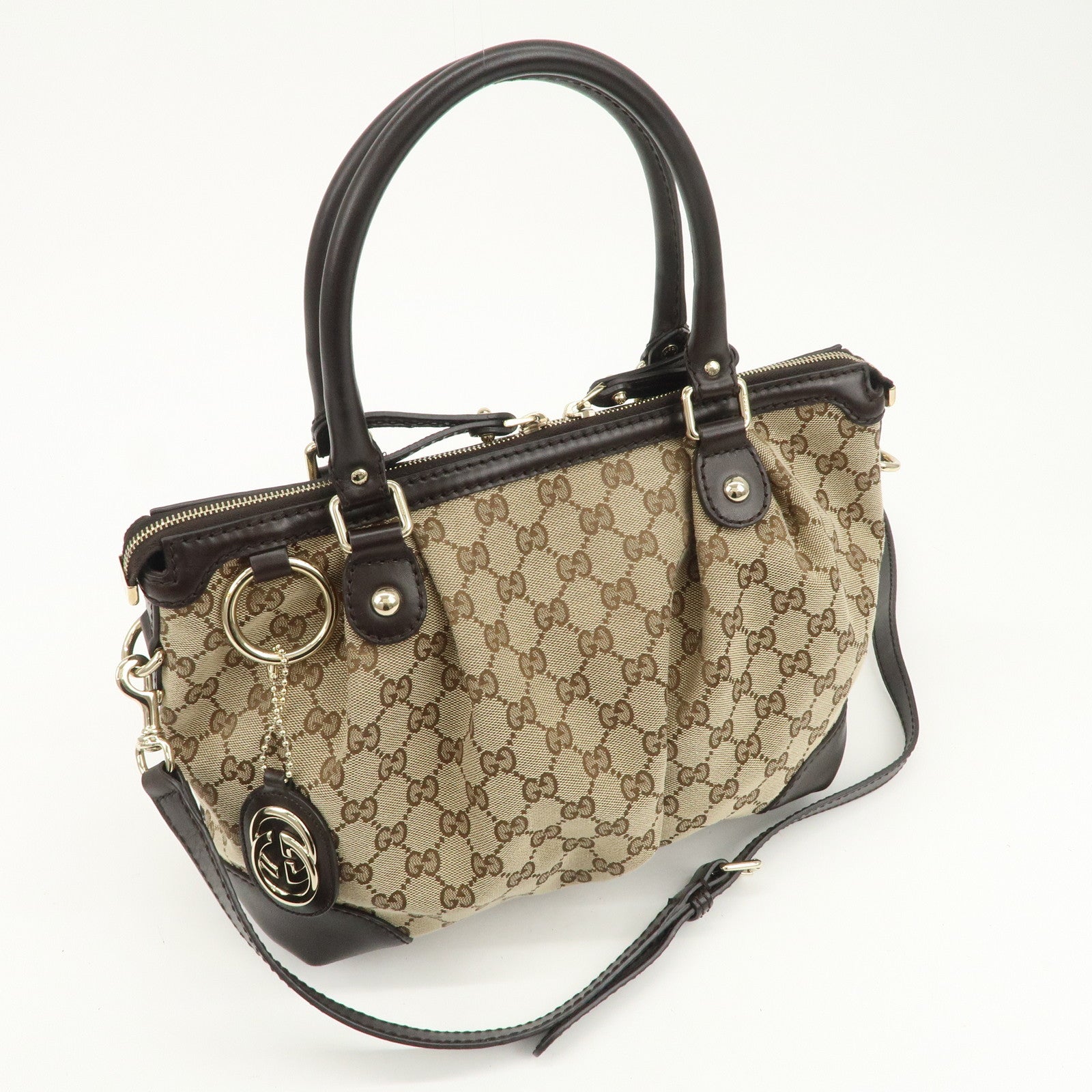 GUCCI Sukey Interlocking G Canvas Leather 2Way Shoulder Bag 247902