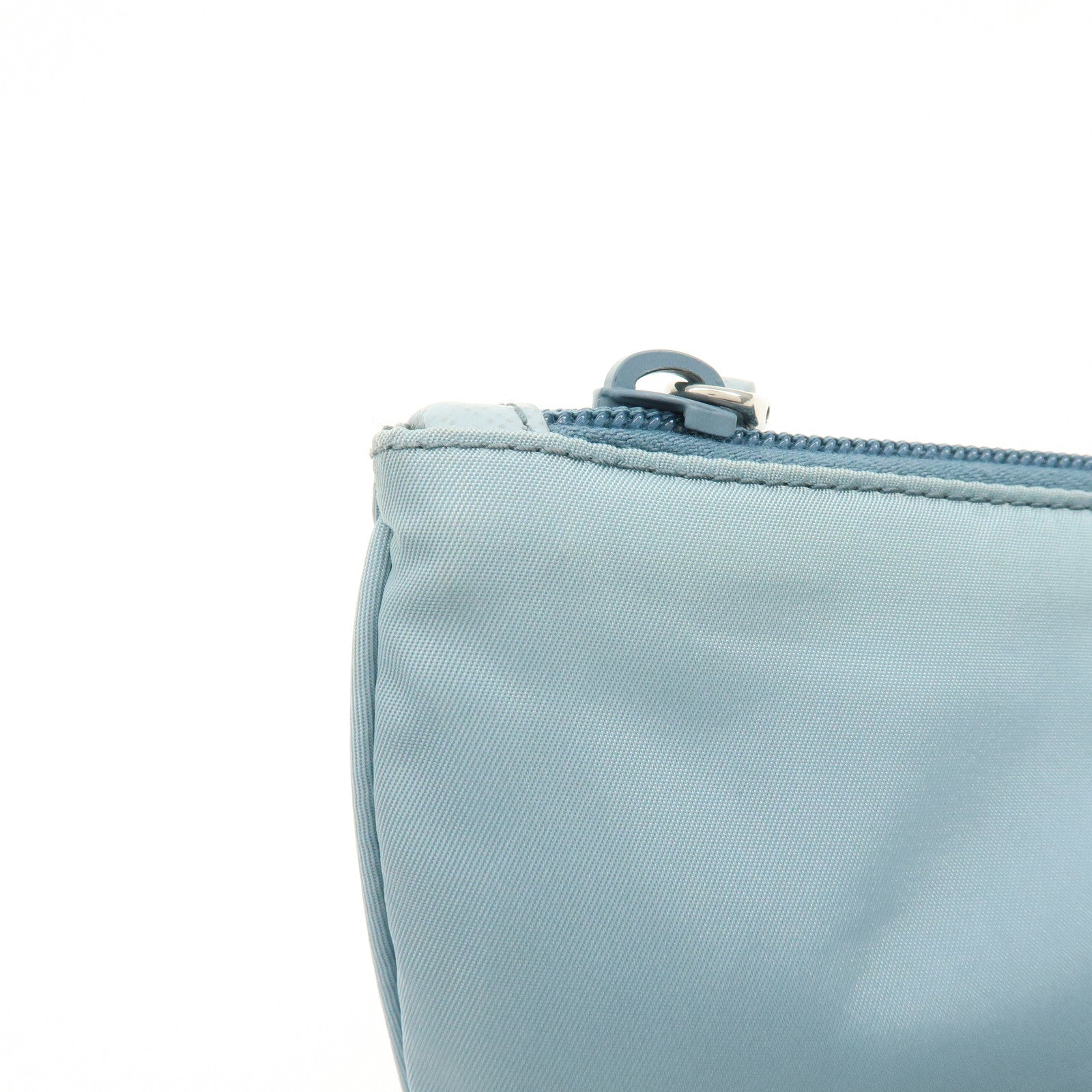 PRADA Triangle Logo TESSUTO IMPUNTU Nylon Pouch Light Blue 1NH545