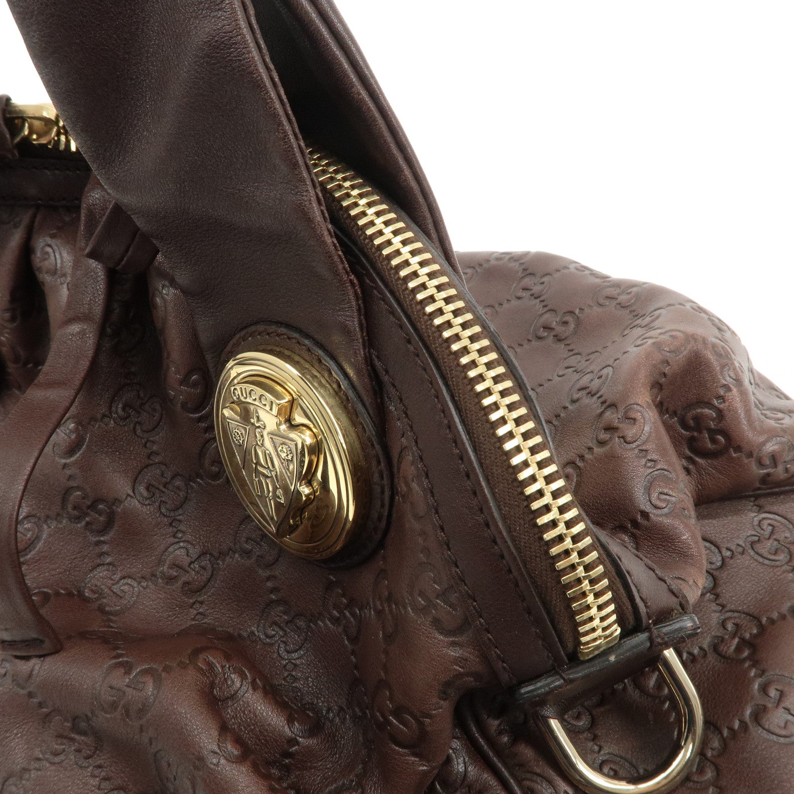 GUCCI Guccissima Histoire Leather Tote Bag Dark Brown 197019 Used