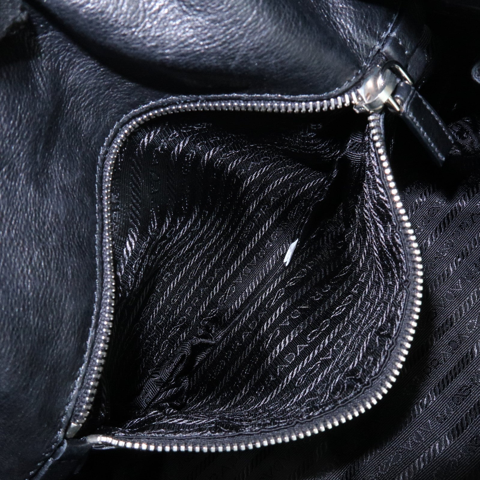 PRADA Triangle Logo Nylon Nappa Leather Shoulder Bag Black BR2613