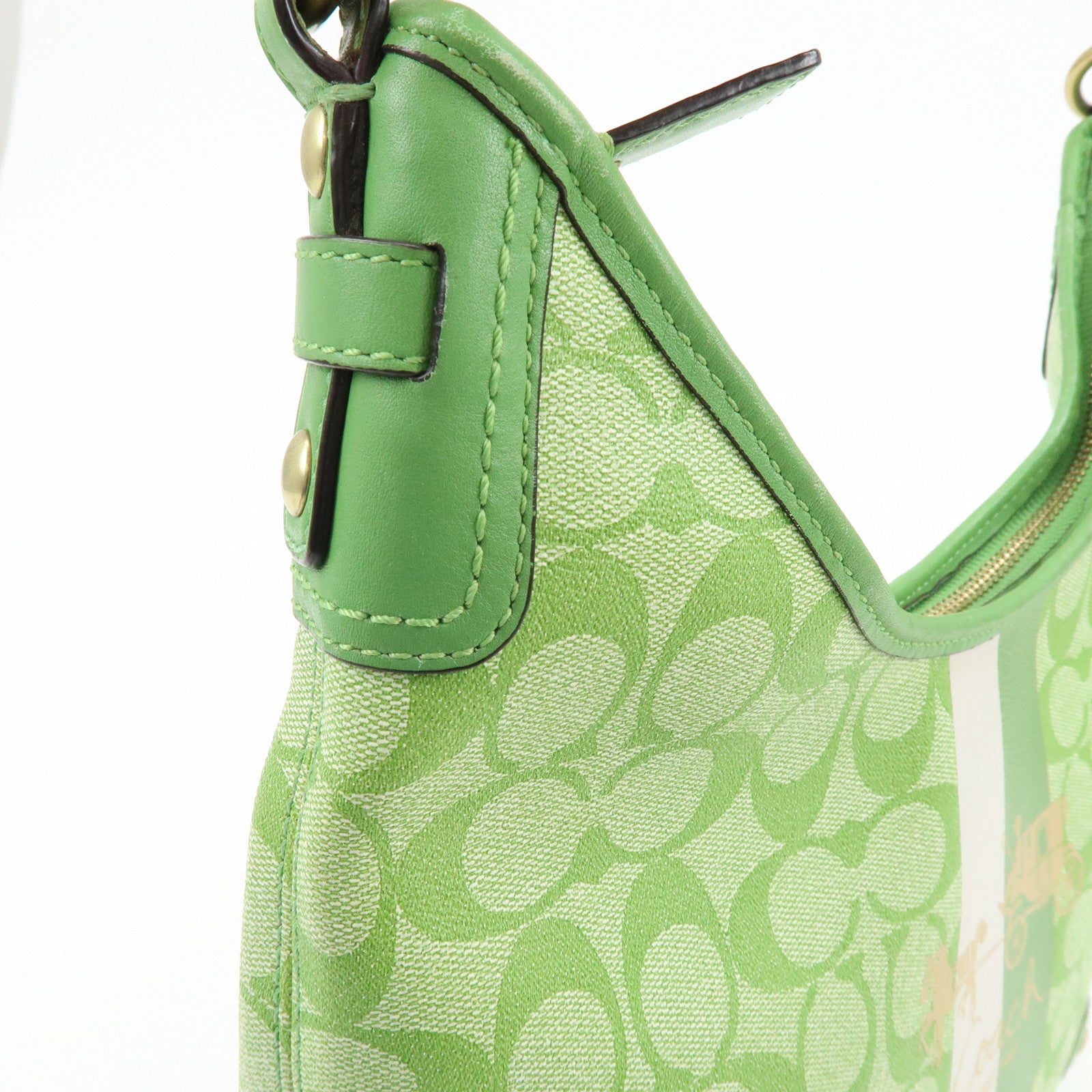 COACH Signature PVC Leather 2Way Bag Shoulder Bag Hand Bag Green