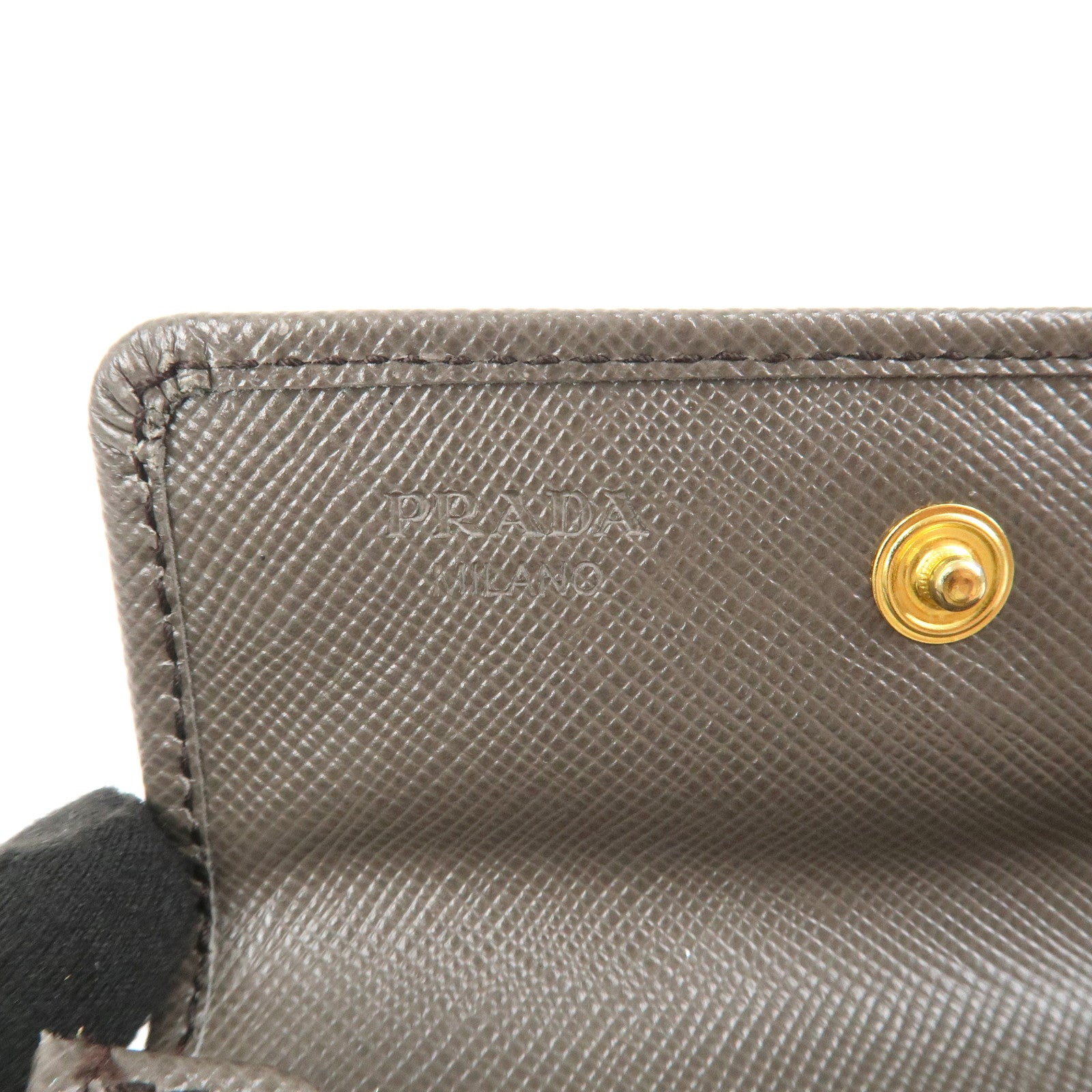 PRADA Logo Saffiano Leather Card Case Card Holder Brown 1MC881