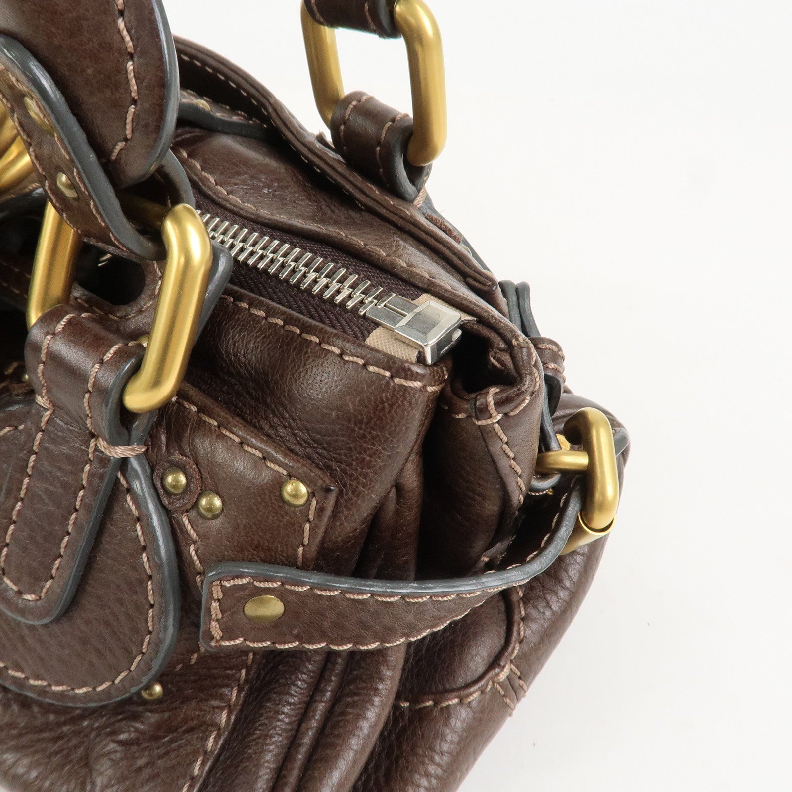 Chloe Paddington MINI Leather Hand Bag Shoulder Bag Brown