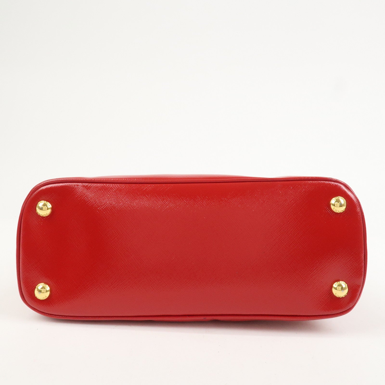 PRADA Logo Patent Leather 2Way Bag Shoulder Bag Hand Bag Red BL0909