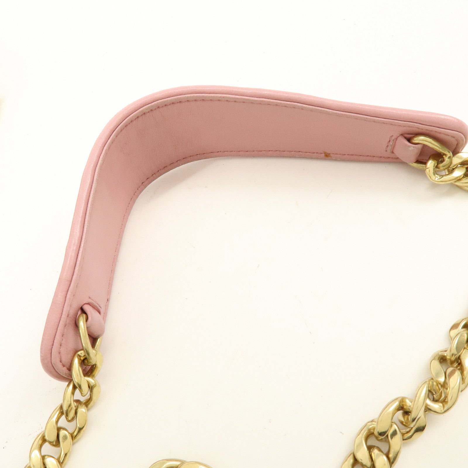 MIU MIU Matelasse Leather Chain Shoulder Bag Pink