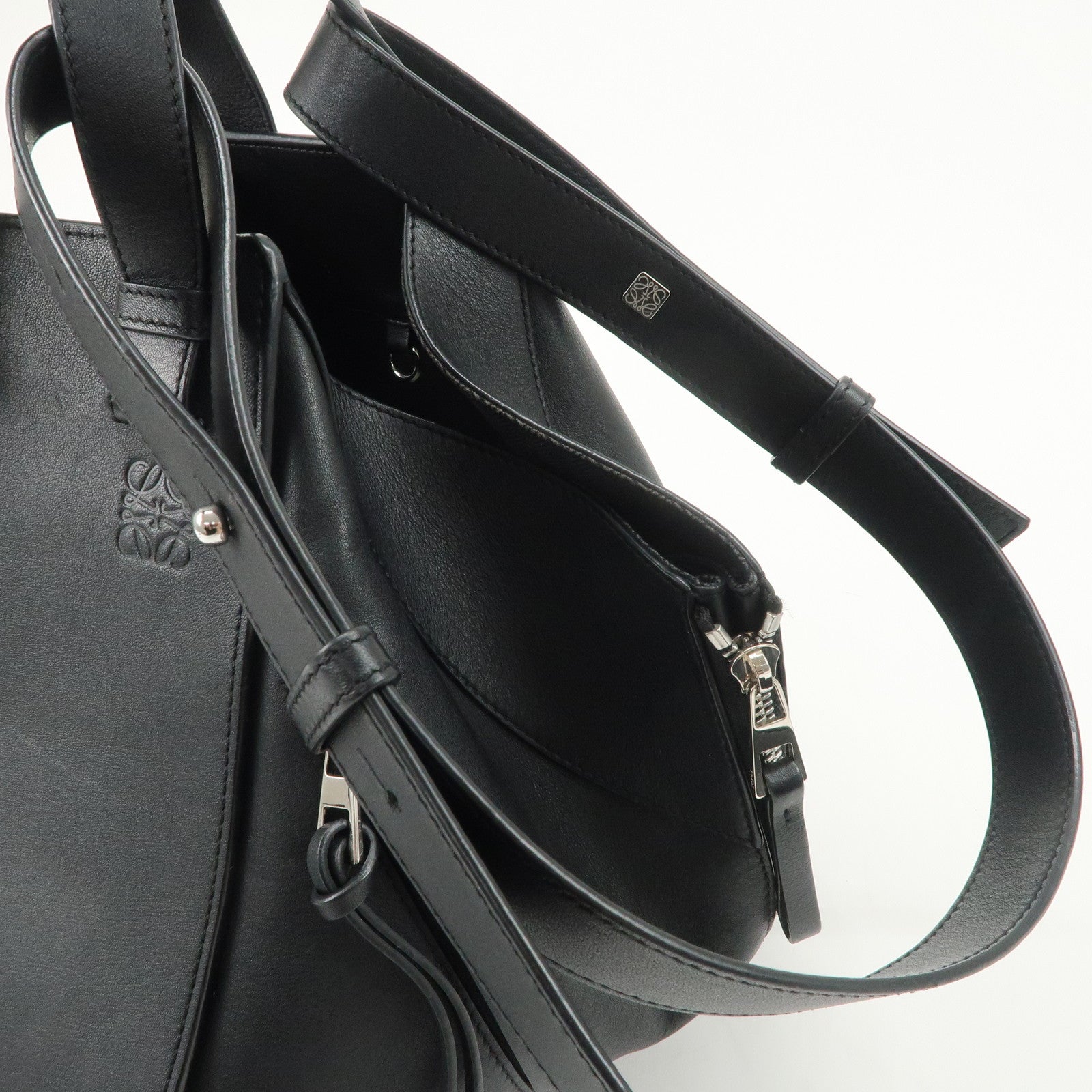 LOEWE Hammock Medium Leather 2Way Bag Shoulder Bag Hand Bag Black