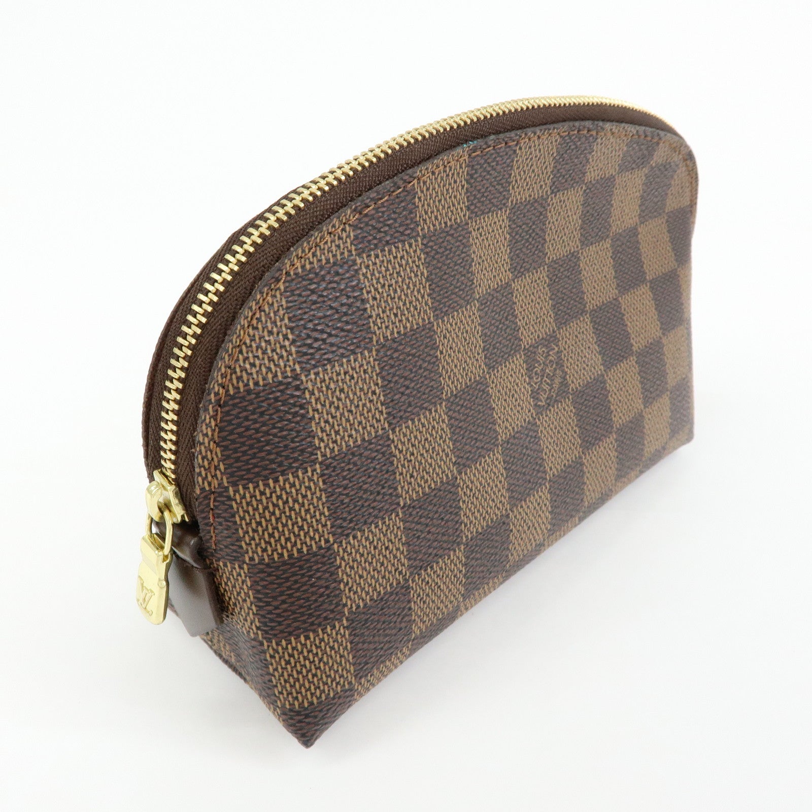 Louis Vuitton Damier Ebene Pochette Cosmetic PM Pouch Brown N47516