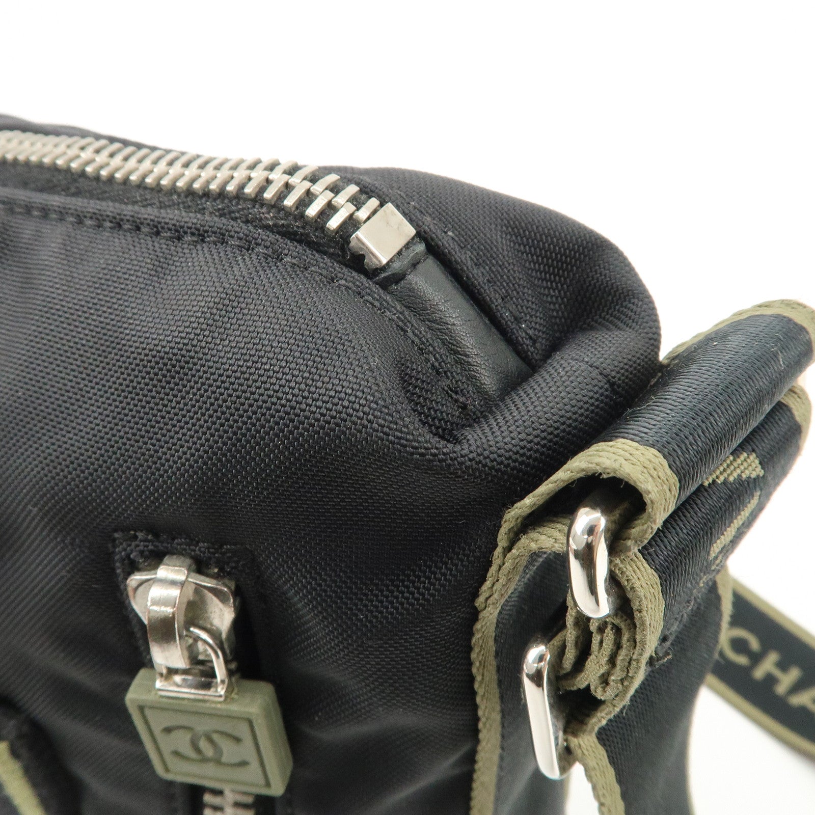 CHANEL Chanel Sports Line Nylon Shoulder Crossbody Bag Khaki 10462052 Used