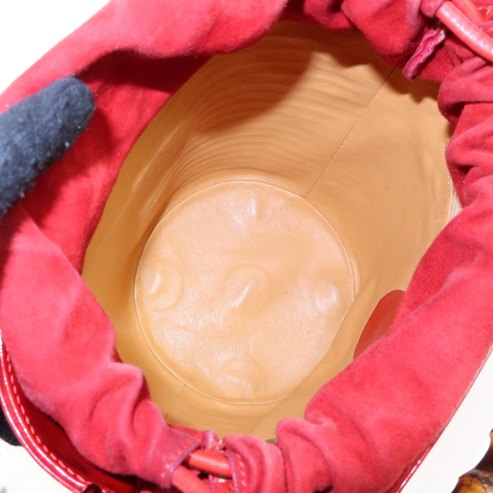 GUCCI Bamboo Patent Leather 2Way Bag Bucket Bag Red 001・01・1722