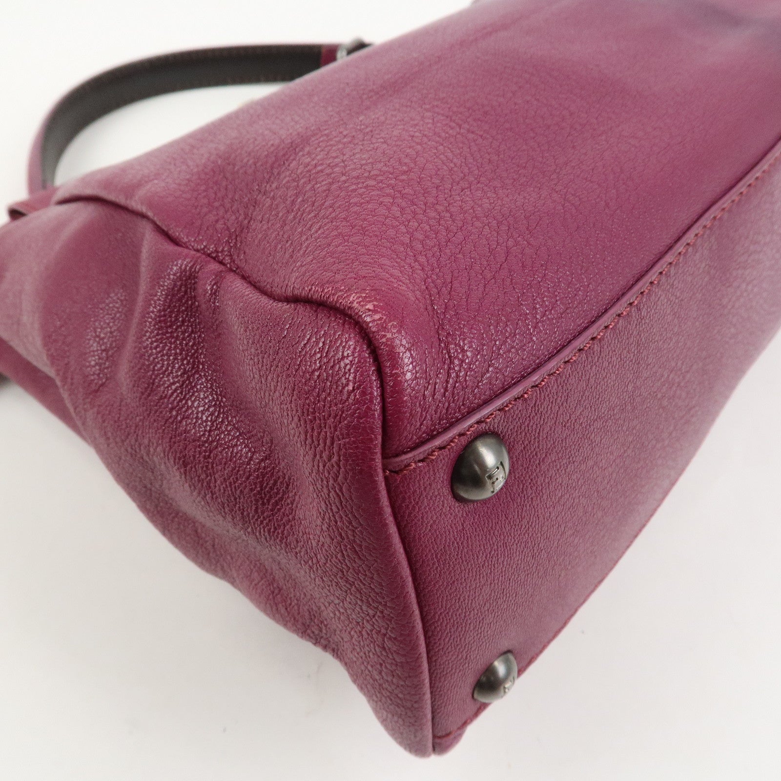 FENDI Peekaboo Leather 2Way Hand Bag Shoulder Bag Fuchsia 8BN226