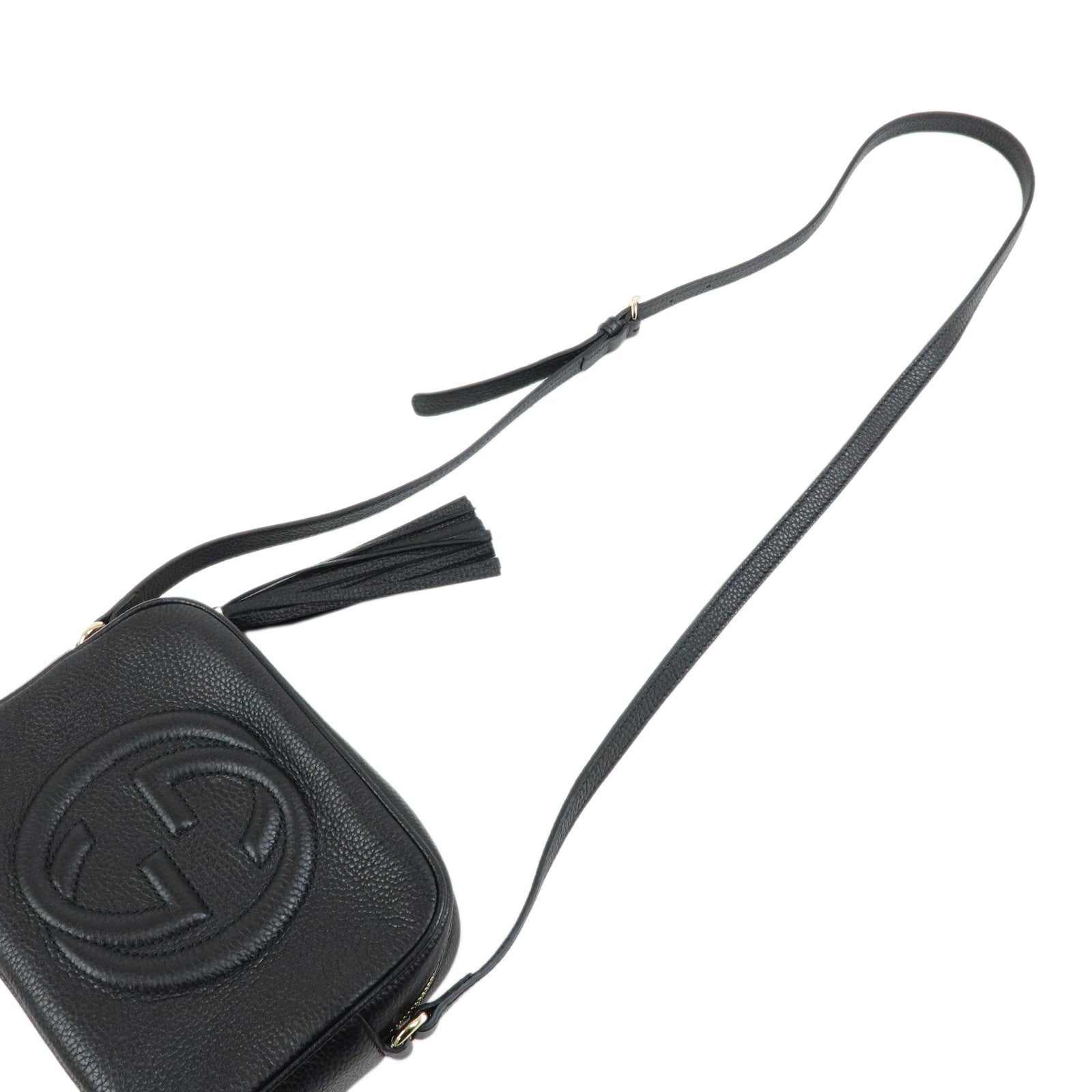 GUCCI SOHO Interlocking G Leahter Small Disco Bag Black 308364
