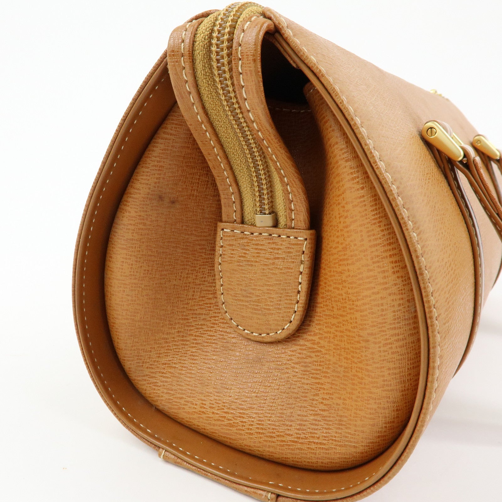 BURBERRY Logo Leather Hand Bag Tote Bag Brown