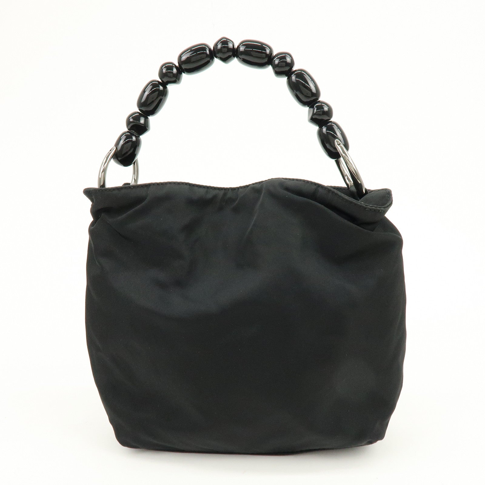 Christian Dior Malice Pearl Nylon Hand Bag Shoulder Bag Black
