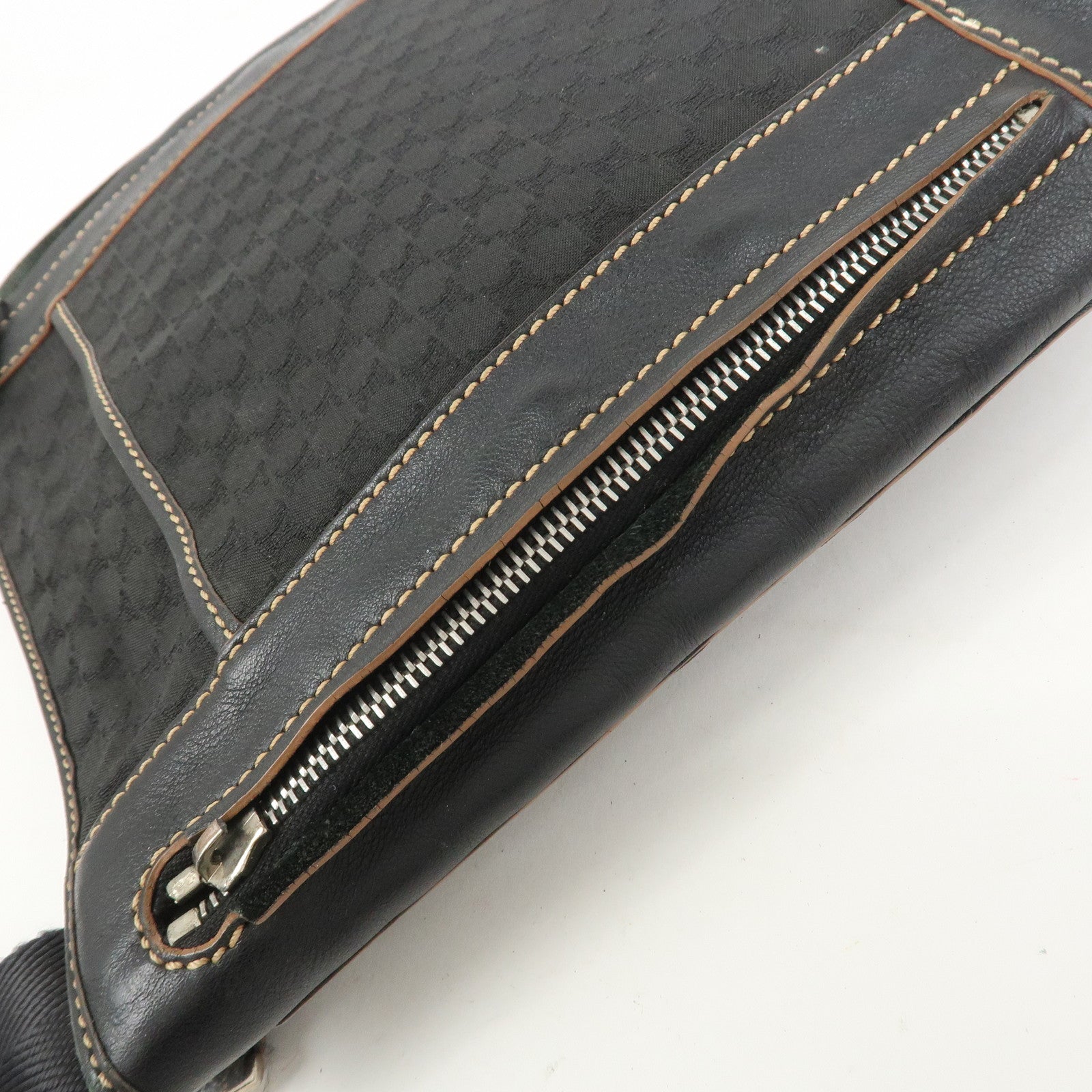 CELINE Macadam Logo Canvas Leather Shoulder Bag Crossbody Bag Black