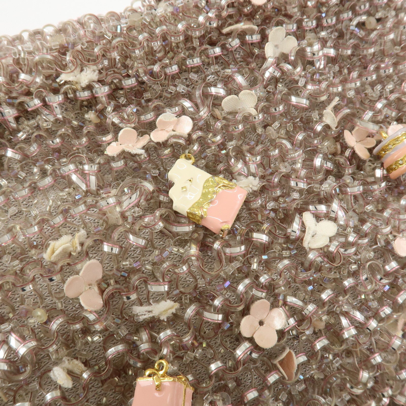 ANTEPRIMA Wire Bag PVC Leather Hand Bag Sweets Motif Clear Pink