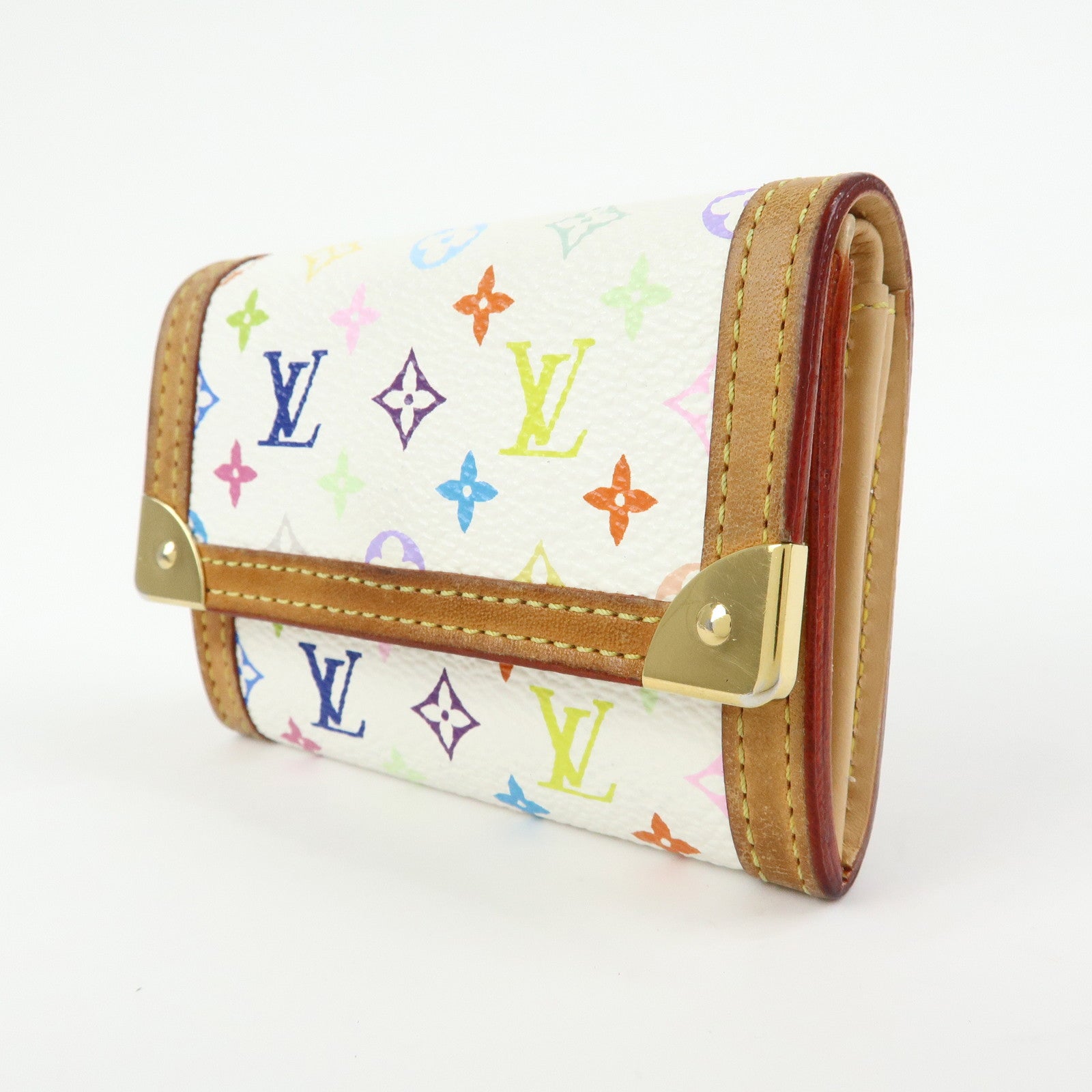 Louis Vuitton Multicolor Porte Monnaie Plat Coin Case Blanc M92657