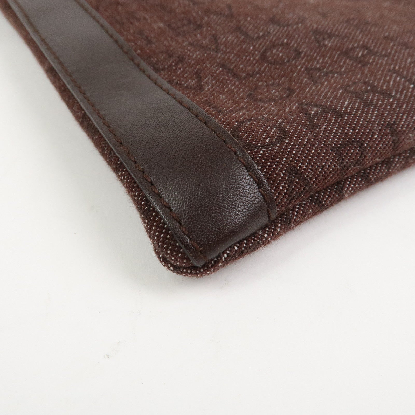 BVLGARI Logo Mania Canvas Leather Shoulder Bag Crossbody Bag Brown