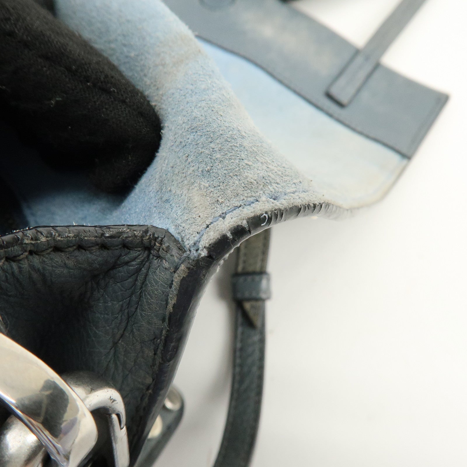 PRADA Etiquette Leather 2Way Bag Shoulder Bag Clutch Bag Gray