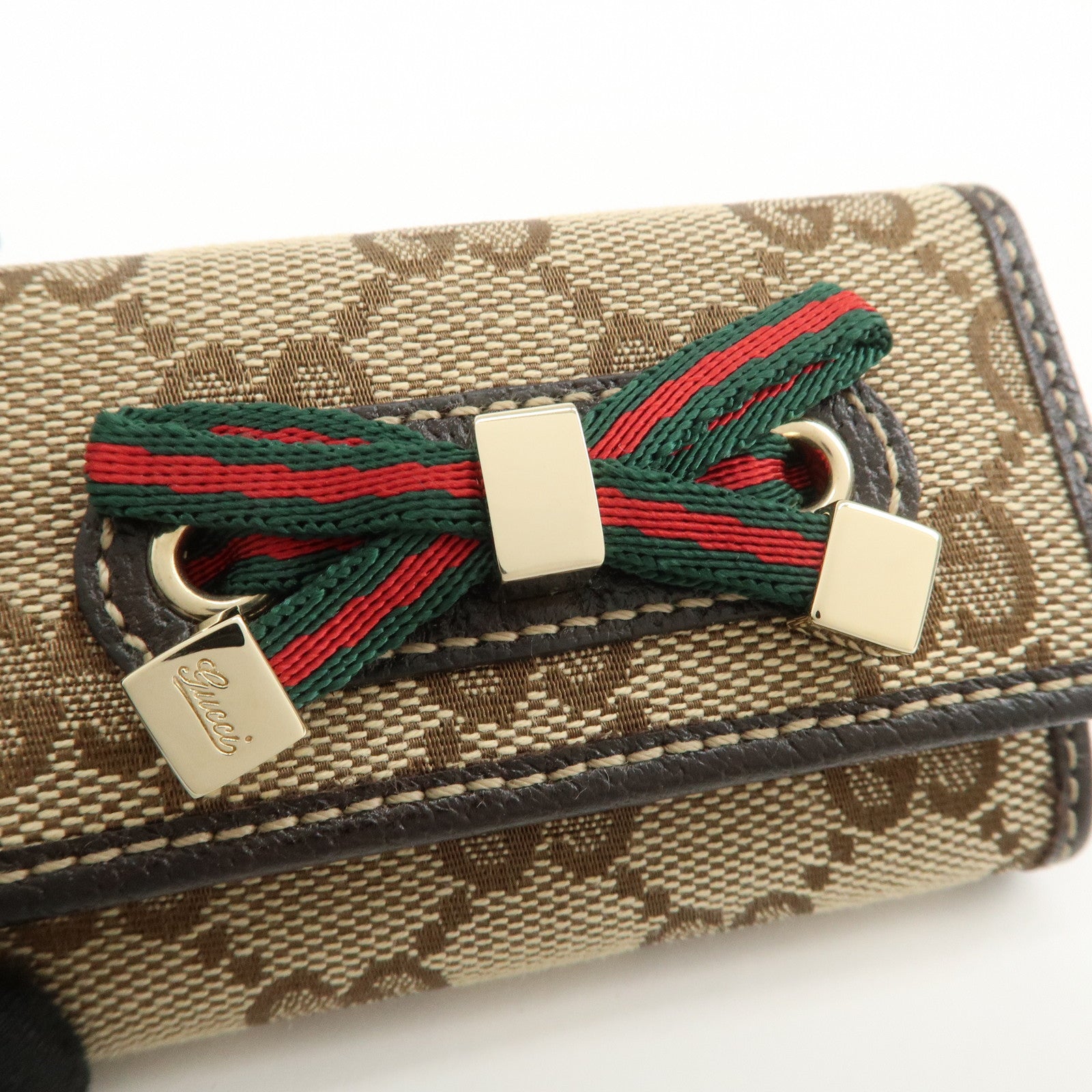 GUCCI Princy Sherry GG Canvas Leather 6 Rings Key Case Brown 162770