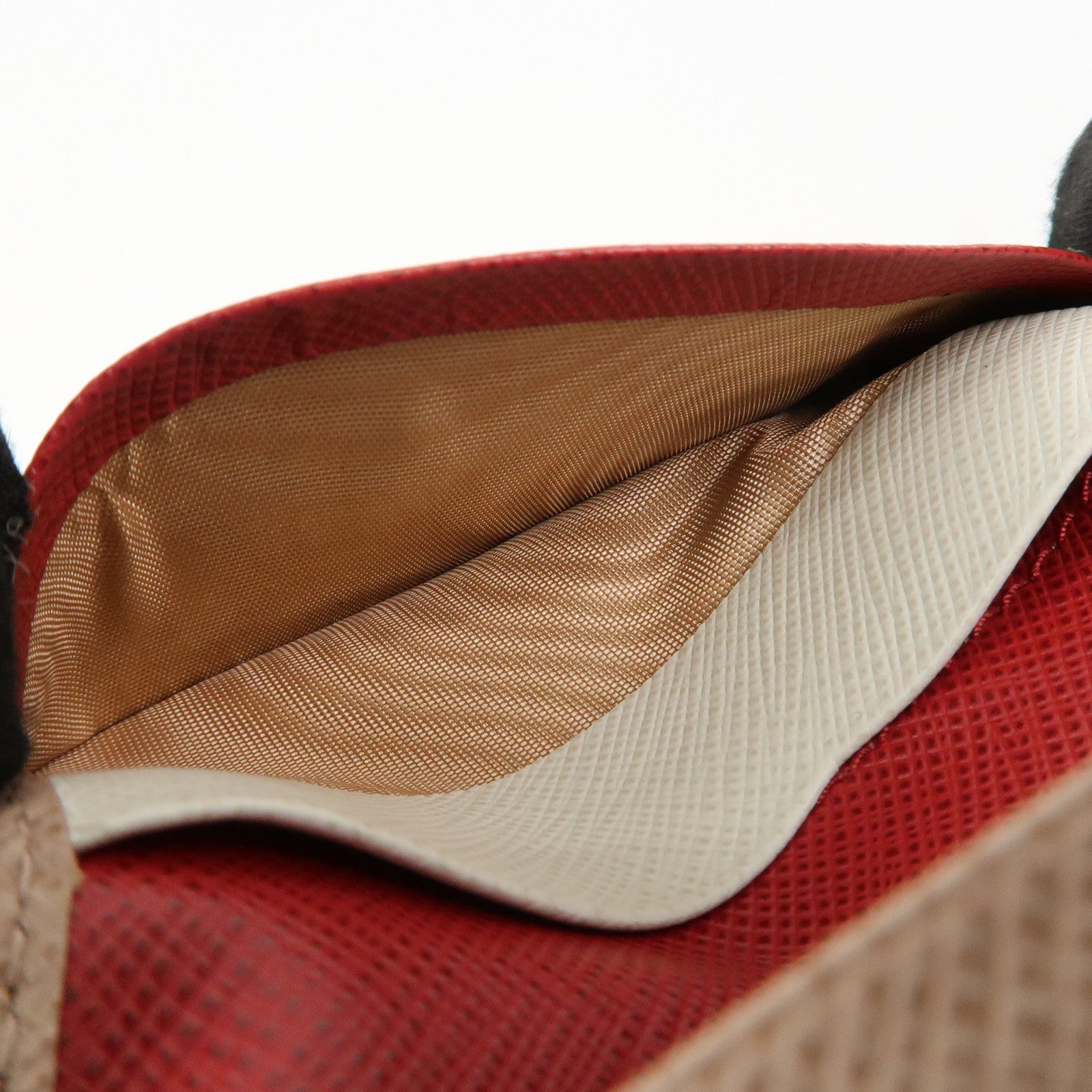 PRADA Logo Leather 4 Rings Key Case Key Holder Beige 1PG004 Used