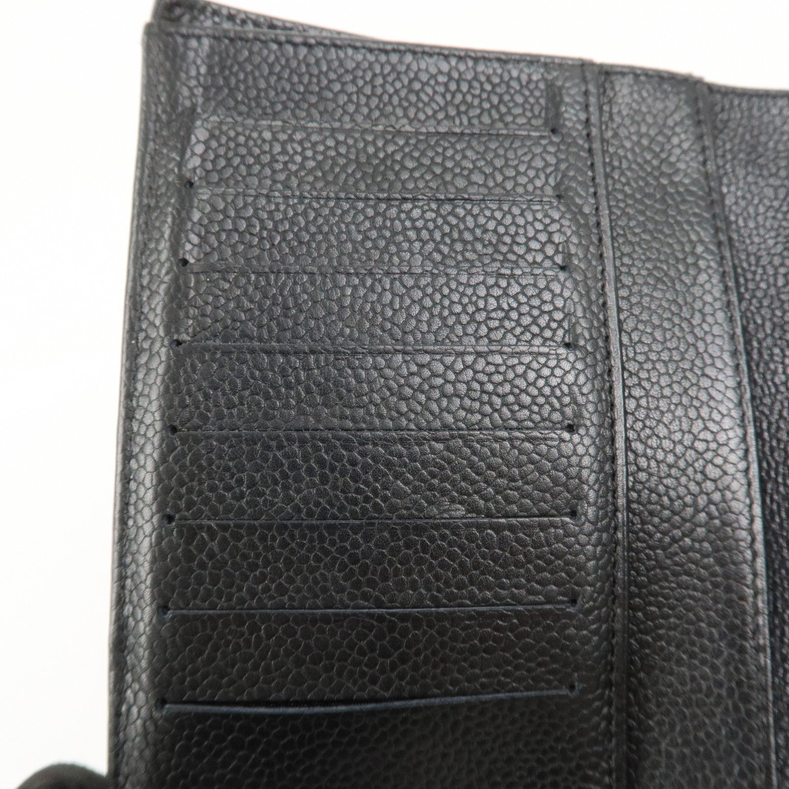 CHANEL COCO Mark Caviarskin Bi-fold Long Wallet Black A48651