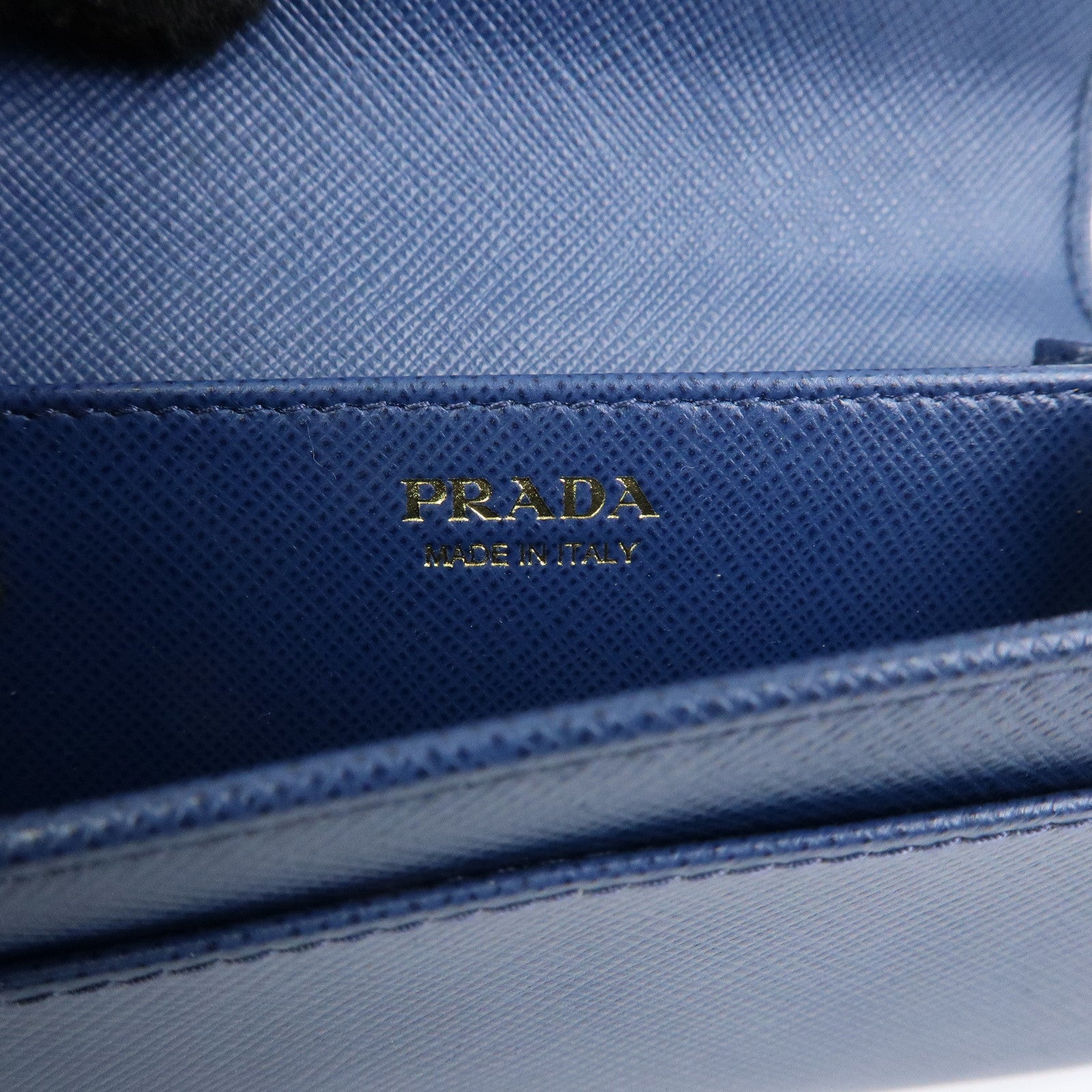 PRADA Saffiano Leather Compact Wallet Card Case Blue 1MC015