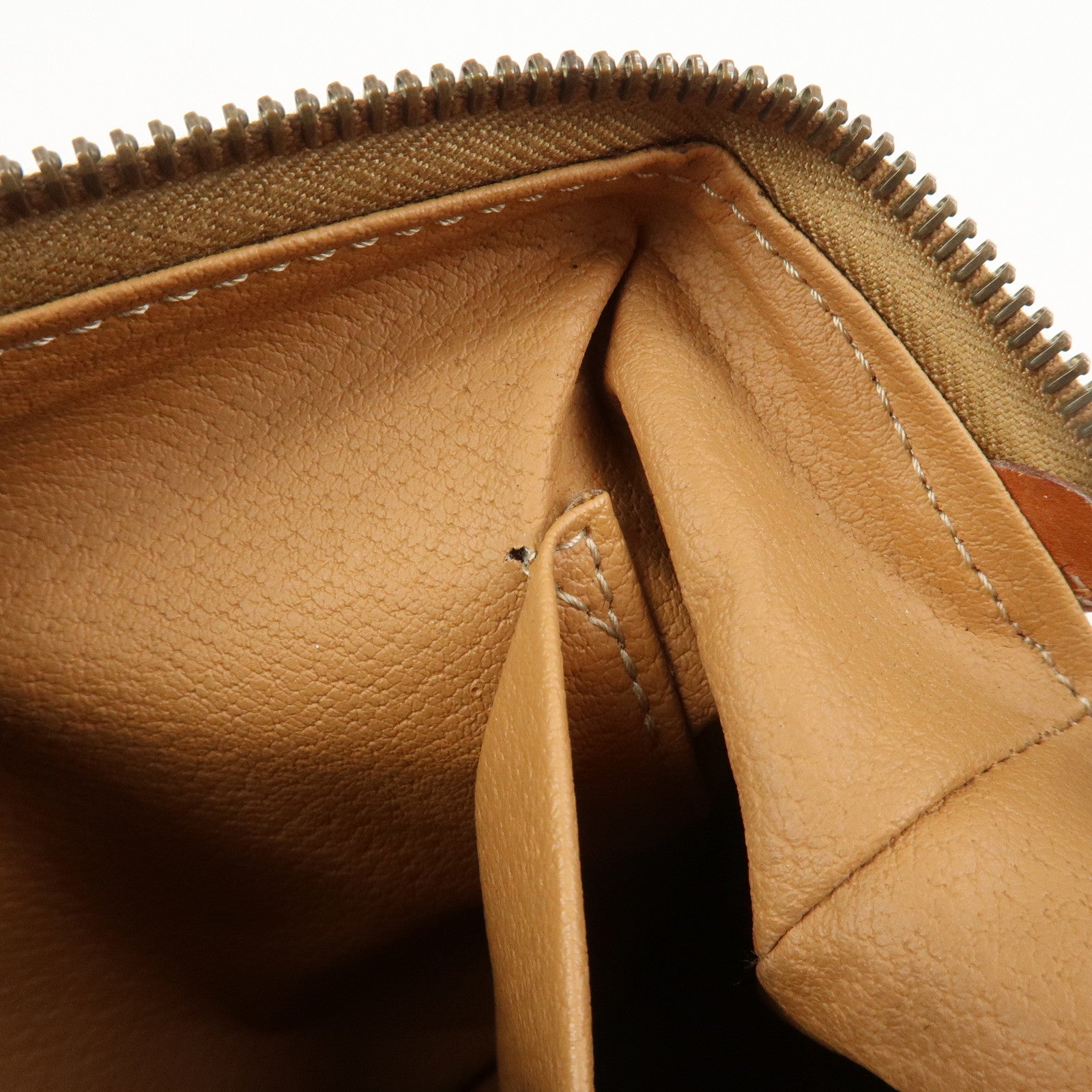 CELINE Macadam PVC Canvas Leather Cosmetic Pouch Brown