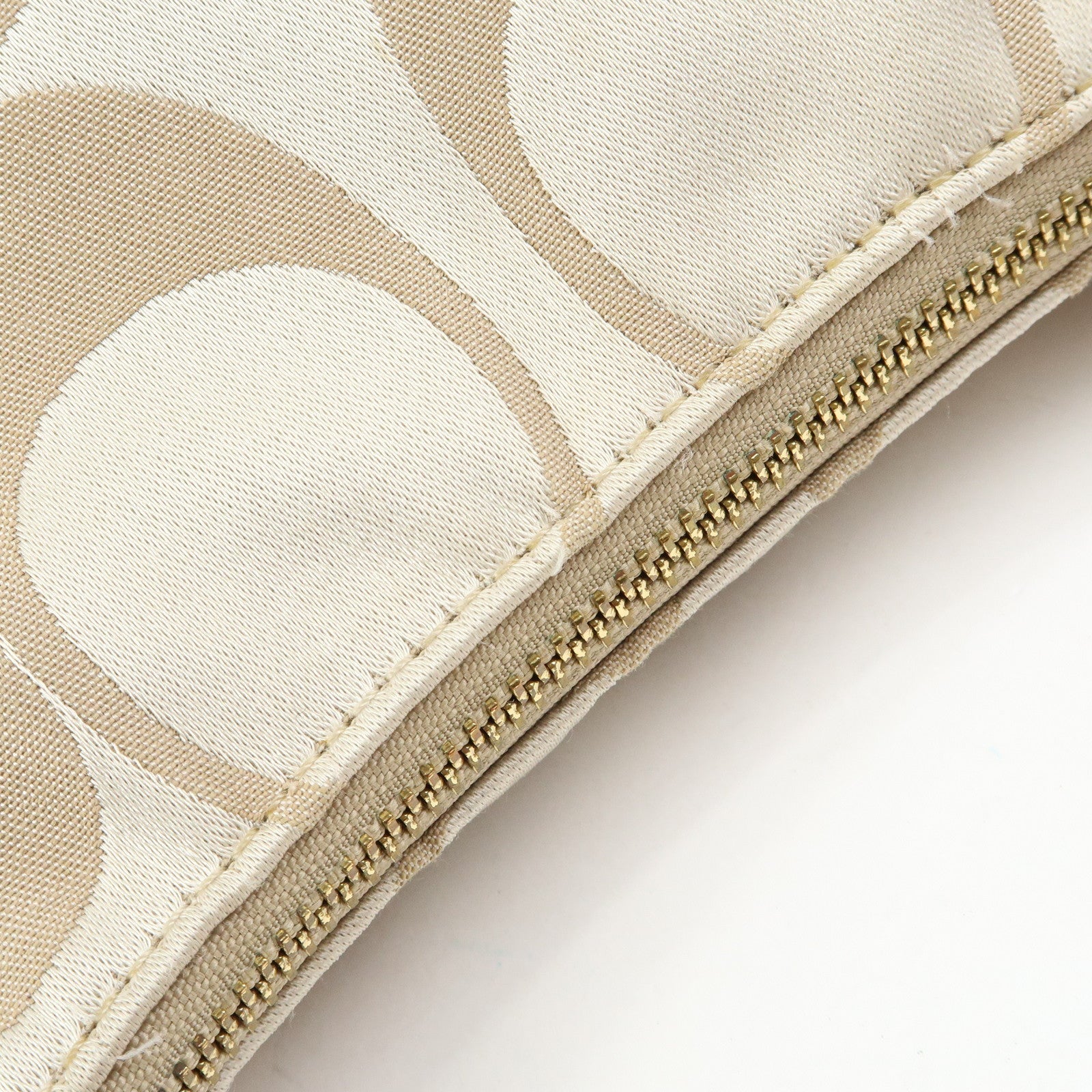 COACH Signature Nylon Leather 2Way Shoulder Bag Hand Bag Beige Pink