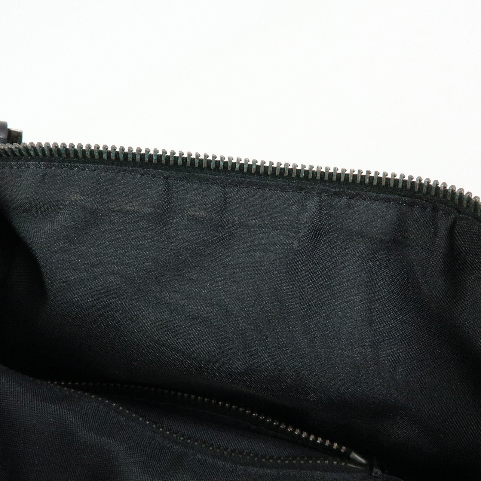 FENDI Zucchino Canvas Leather Shoulder Bag Black 7VA004