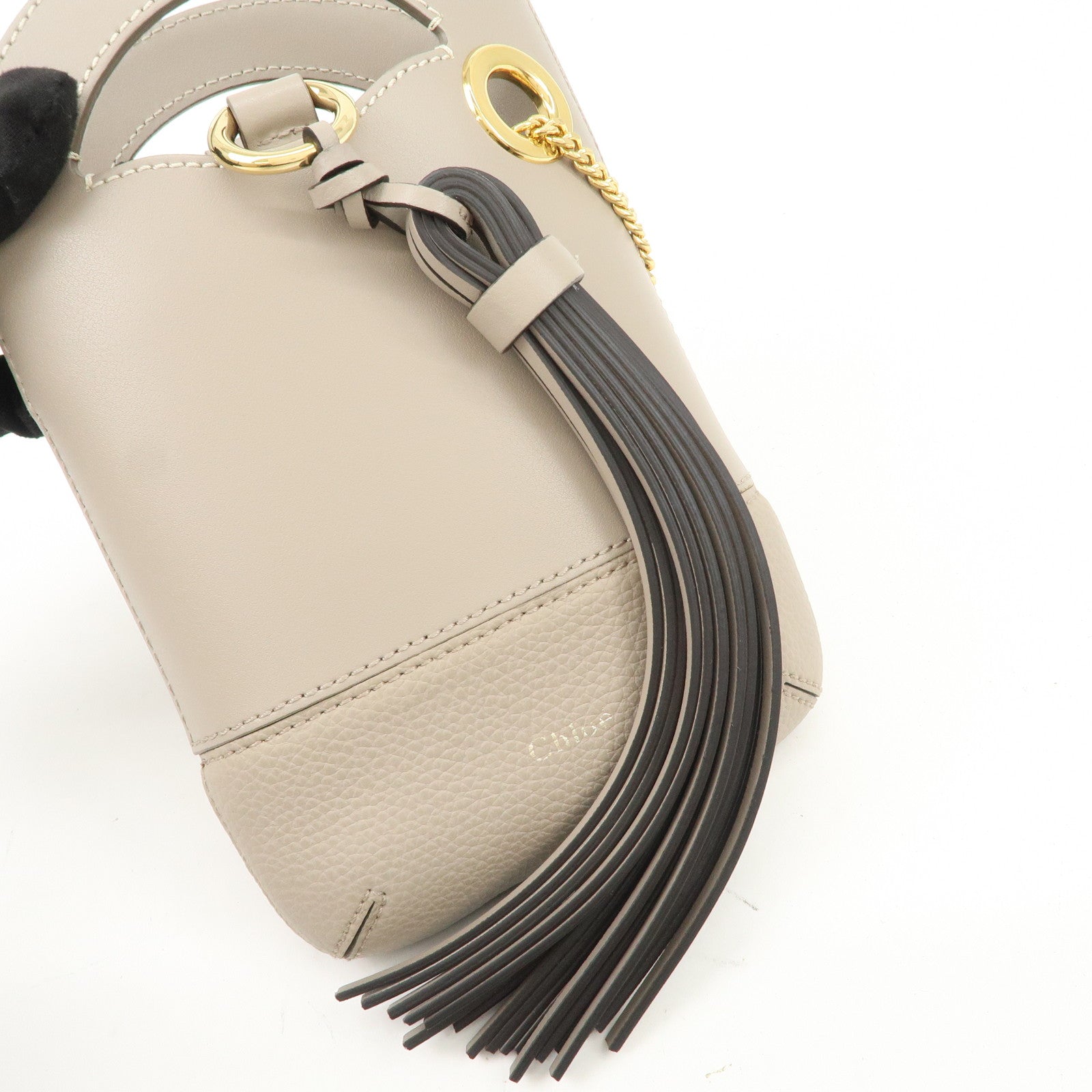 Chloe Leather Small Phone Pouch Hand Bag Shoulder Bag Greige