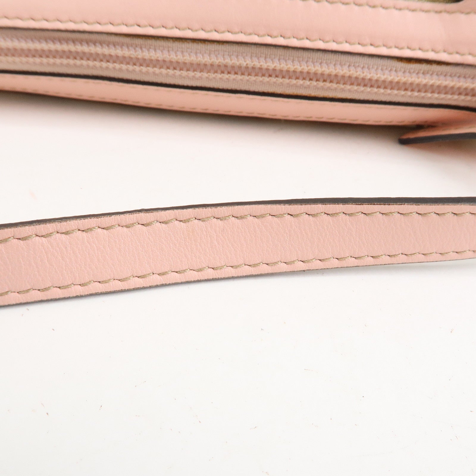 GUCCI Abbey GG Canvas Leather Hand Bag Pouch Pink Beige 145750 Used