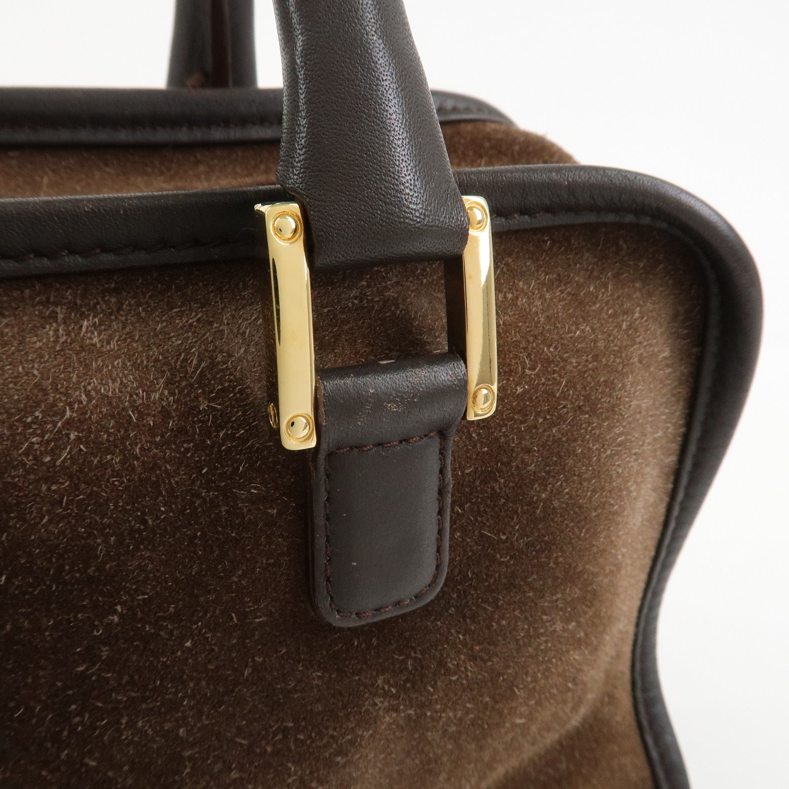 LOEWE Anagram Suede Leather Amazona 27 Hand Bag Brown