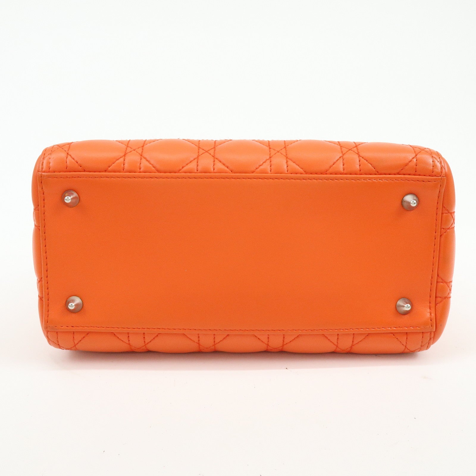 Christian Dior Lady Dior Cannage 2Way Hand Bag Shoulder Bag Orange