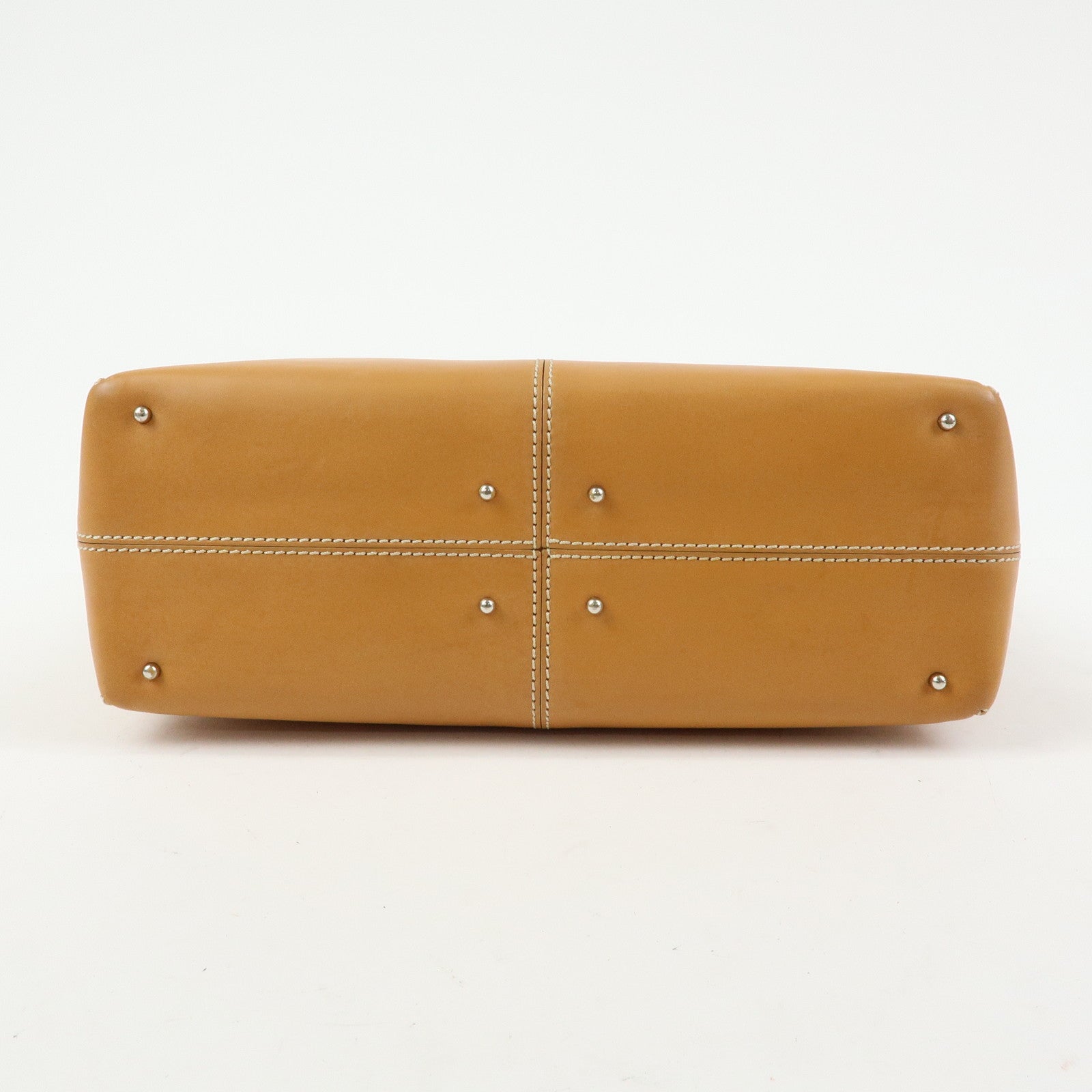 TOD'S Logo Leather 2Way Bag Tote Bag Shoulder Bag Camel