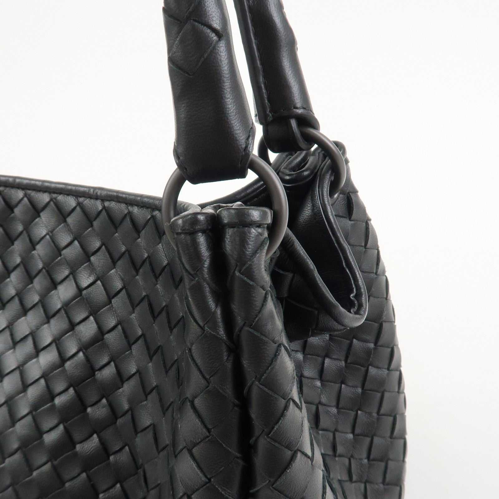 BOTTEGA VENETA Intrecciato Leather Tote Bag Hand Bag Black