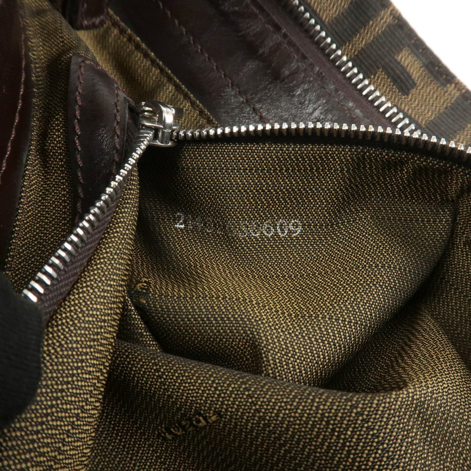 FENDI Zucca Canvas Leather Shoulder Bag Black Brown 21452656609