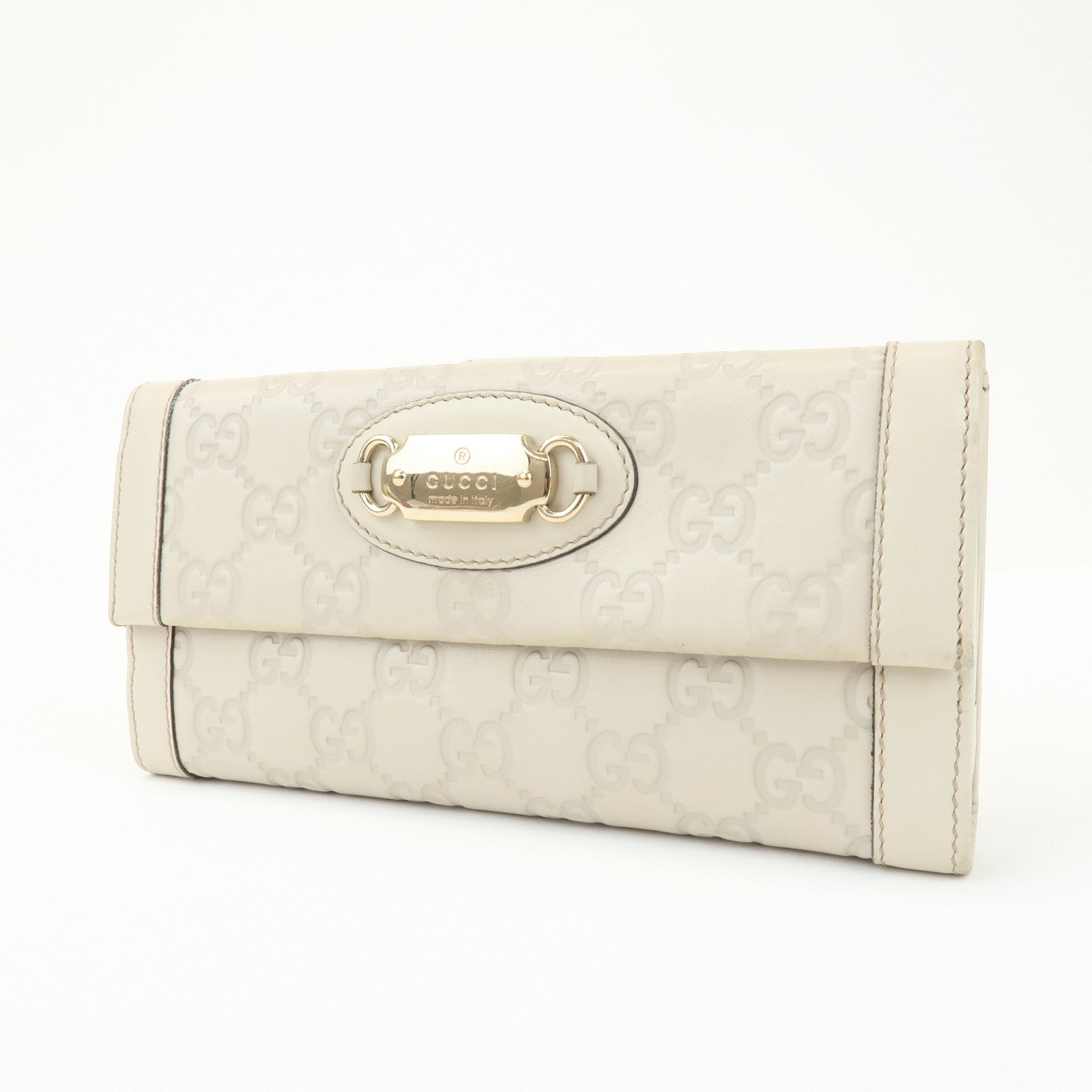 GUCCI Guccissima Leather Long Wallet Ivory Gold 146199
