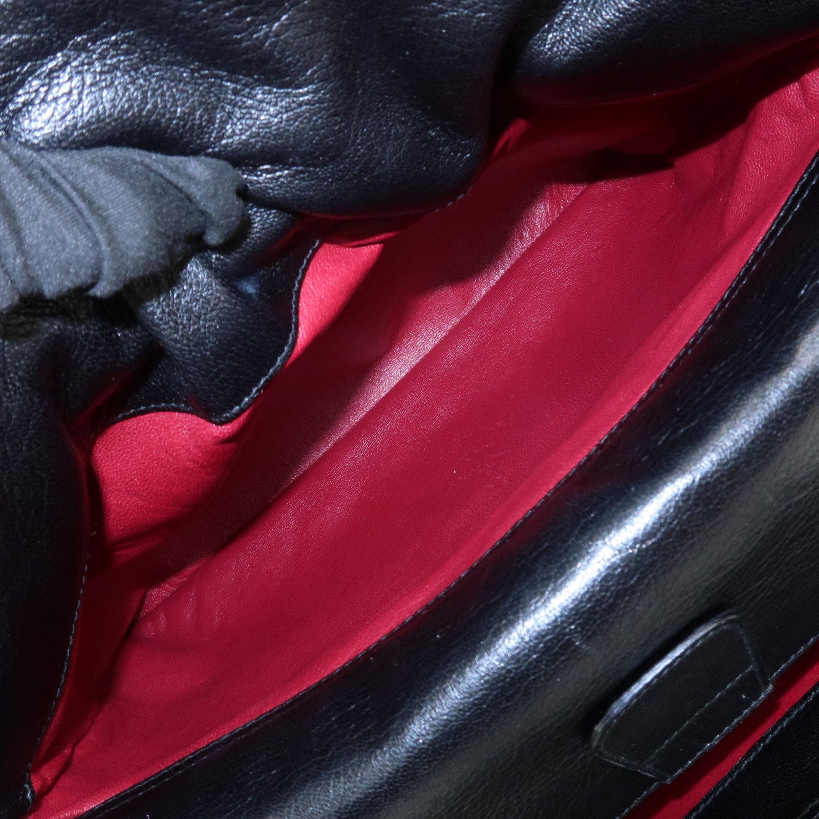 BVLGARI Twist Logo Leather Shoulder Bag Hand Bag Black