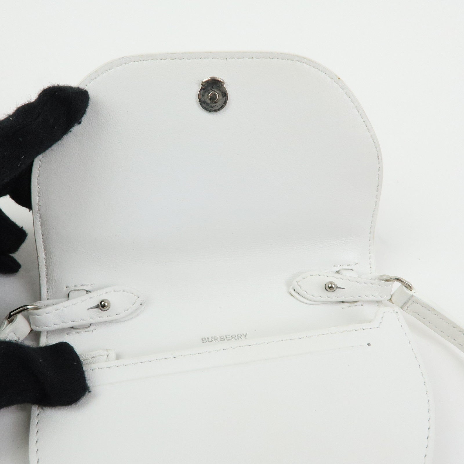 BURBERRY Leather Shoulder Bag Crossbody Bag White
